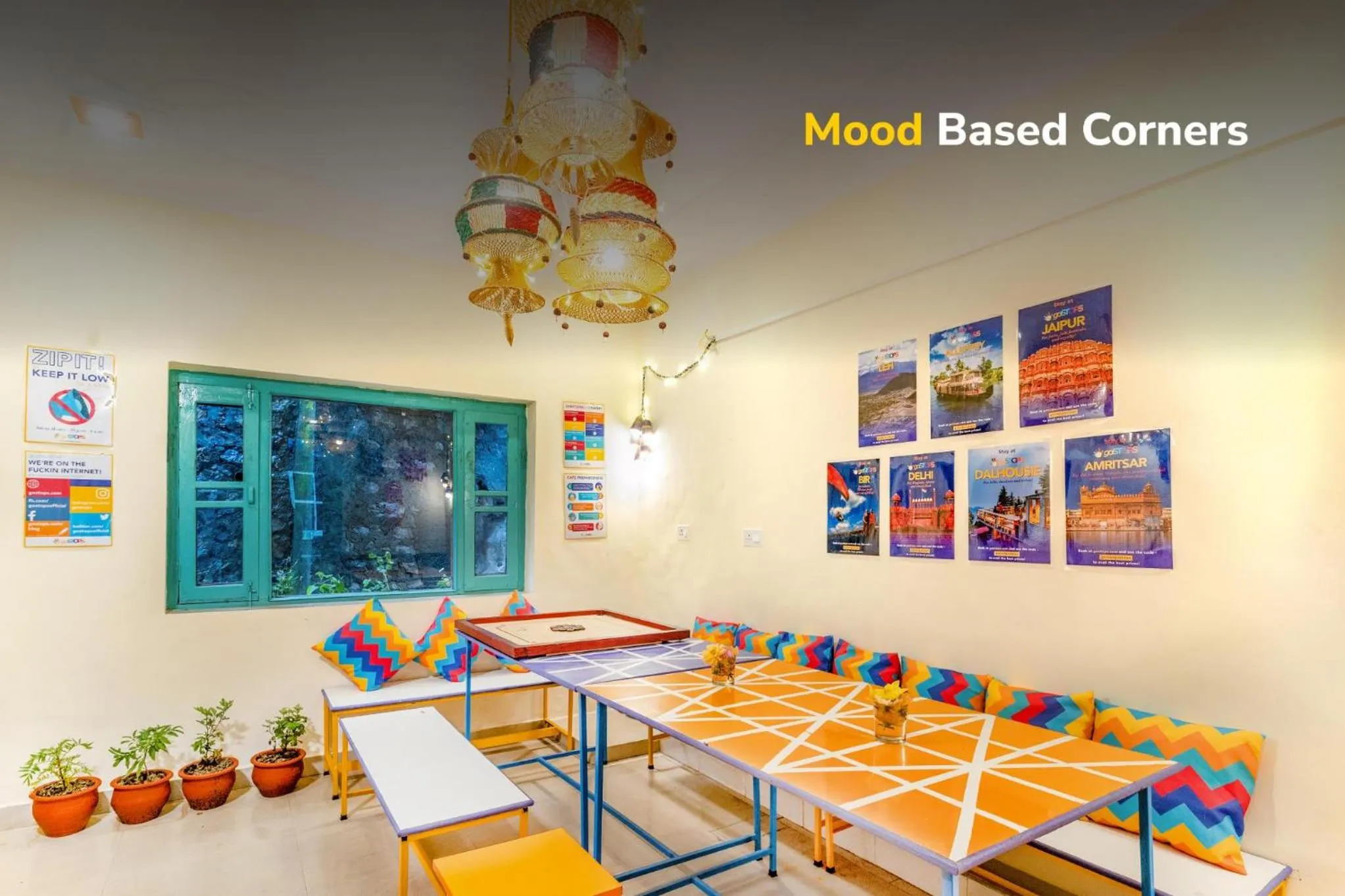 Seating area in goSTOPS Mussoorie, Library Road