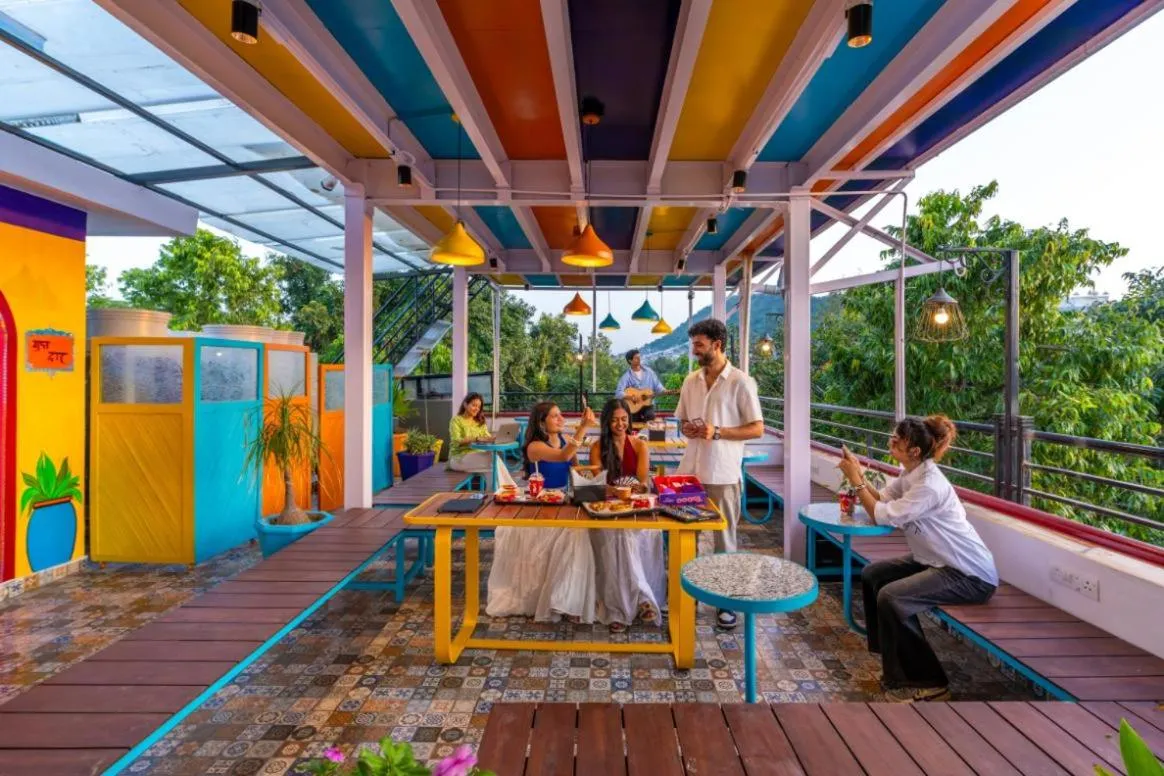 Seating area in goSTOPS Mussoorie, Library Road