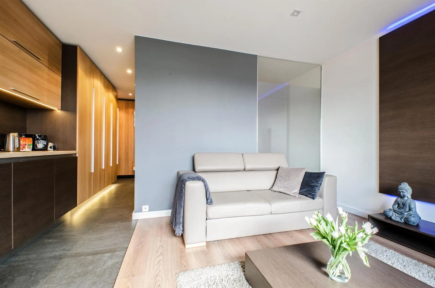 Kitchen or kitchenette in LupoApartments z Klimatyzacją do wyboru z Jacuzzi Pole Dance Parking Dostęp na Kod