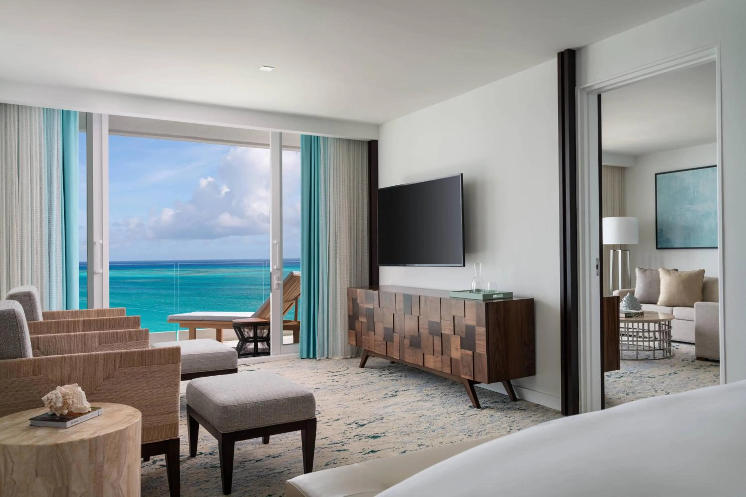 Living room, Bed in The Ritz-Carlton, Turks & Caicos