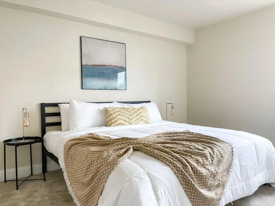 Bedroom, Bed in Sleepover 1BD 1BA Oklahoma City Apartments