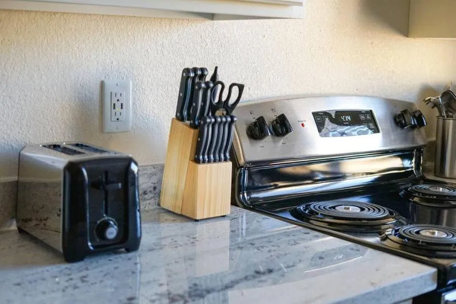 Kitchen or kitchenette in Sleepover 1BD 1BA Oklahoma City Apartments