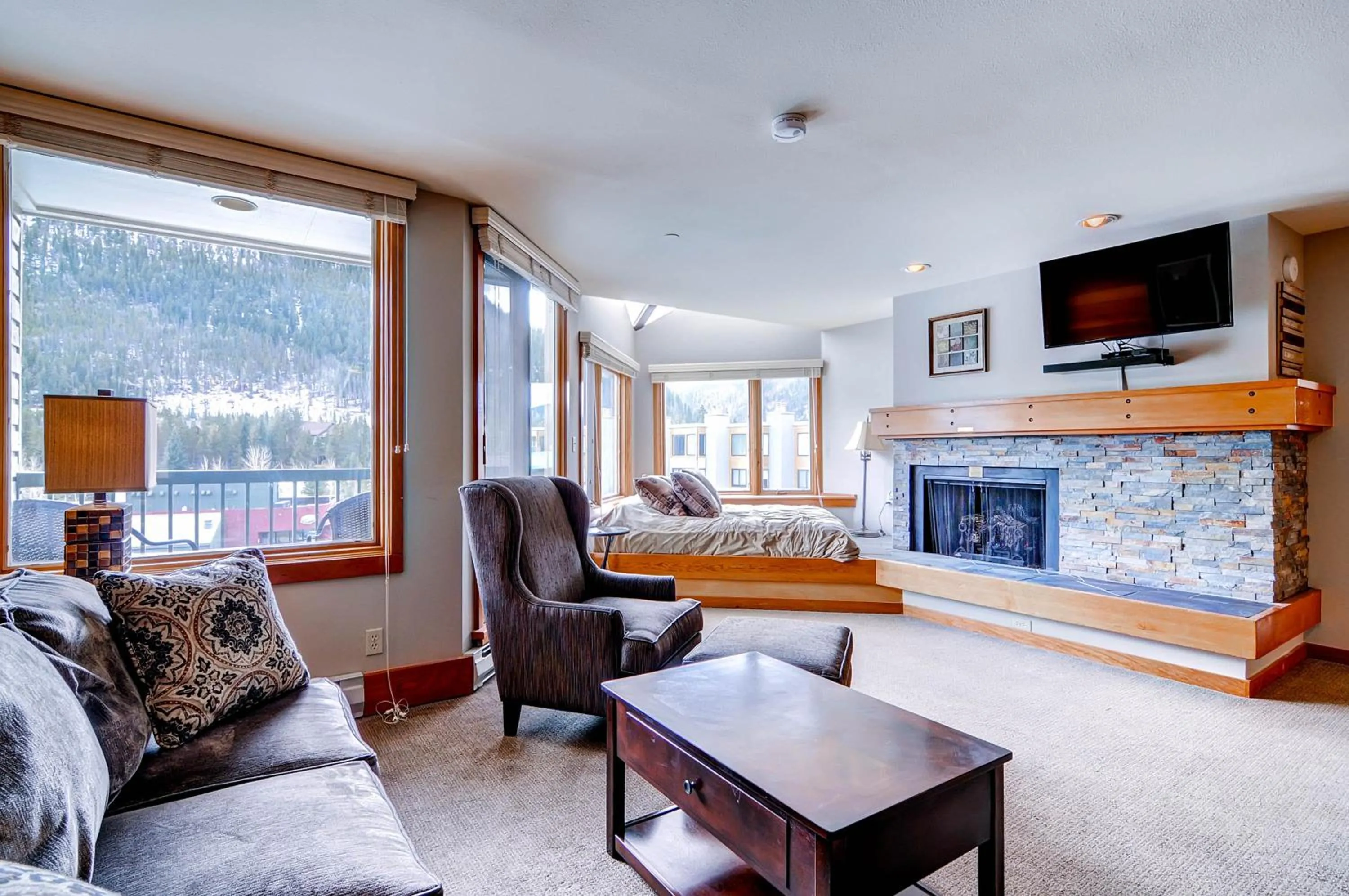 Living room in Lakeside Village by Keystone Resort
