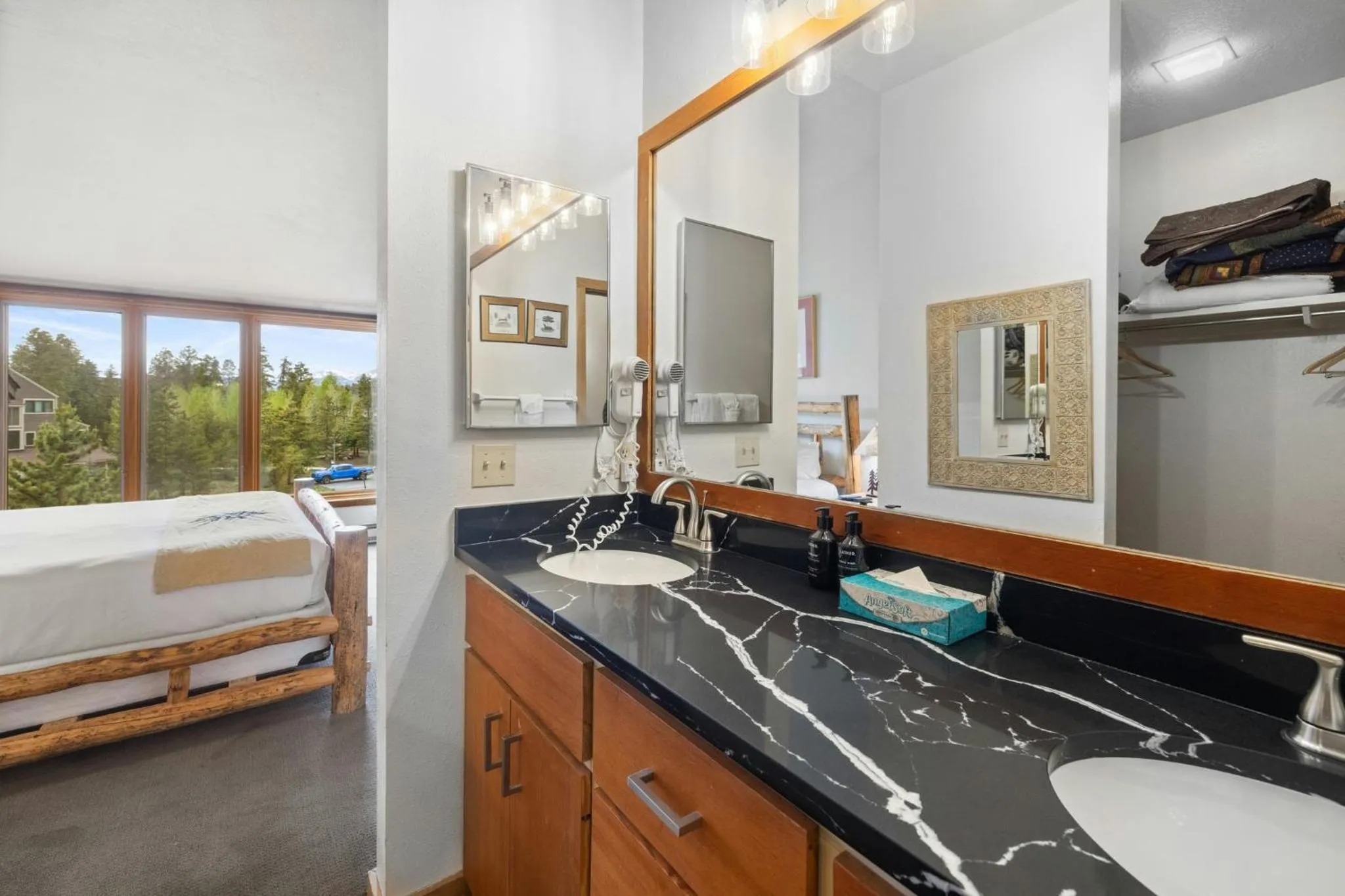 Bathroom, Bed in Evergreen Condominiums by Vail Resorts