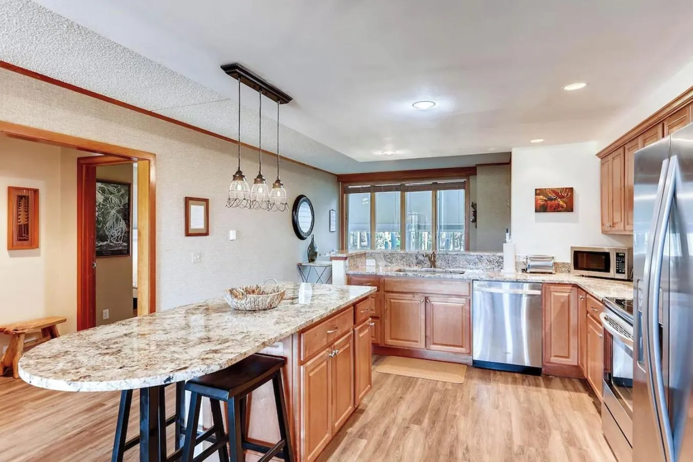 Communal kitchen in Evergreen Condominiums by Keystone Resort