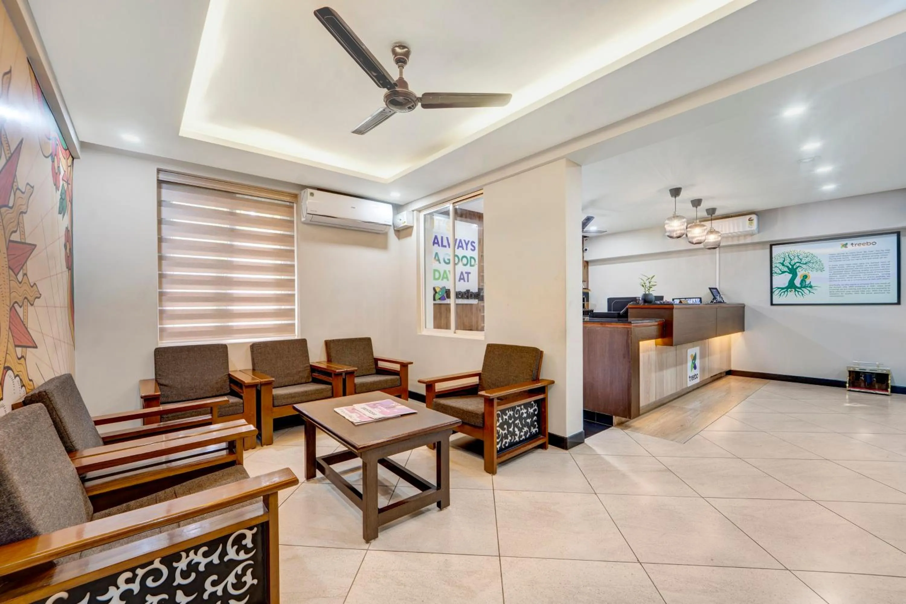 Seating area in Treebo Pratham Inn, Manipal
