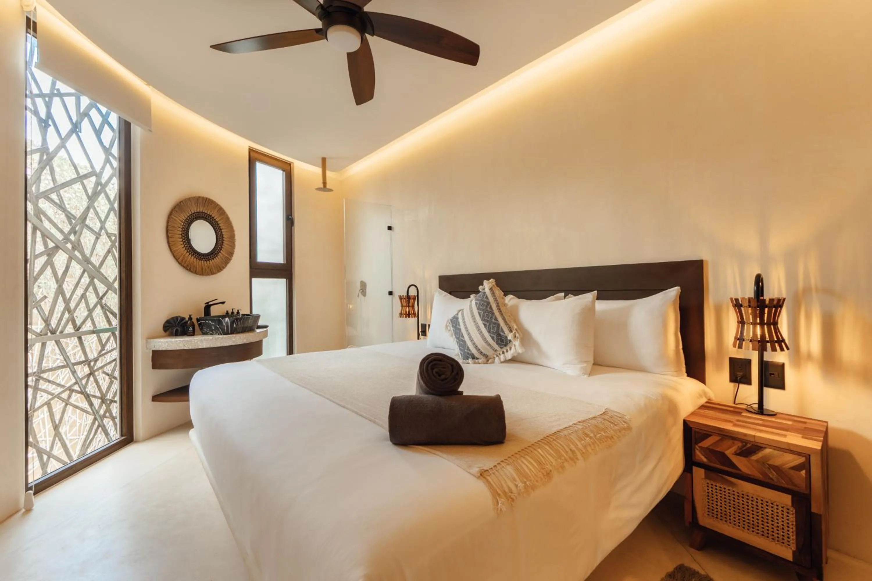 Bed in Kan Tulum Hotel