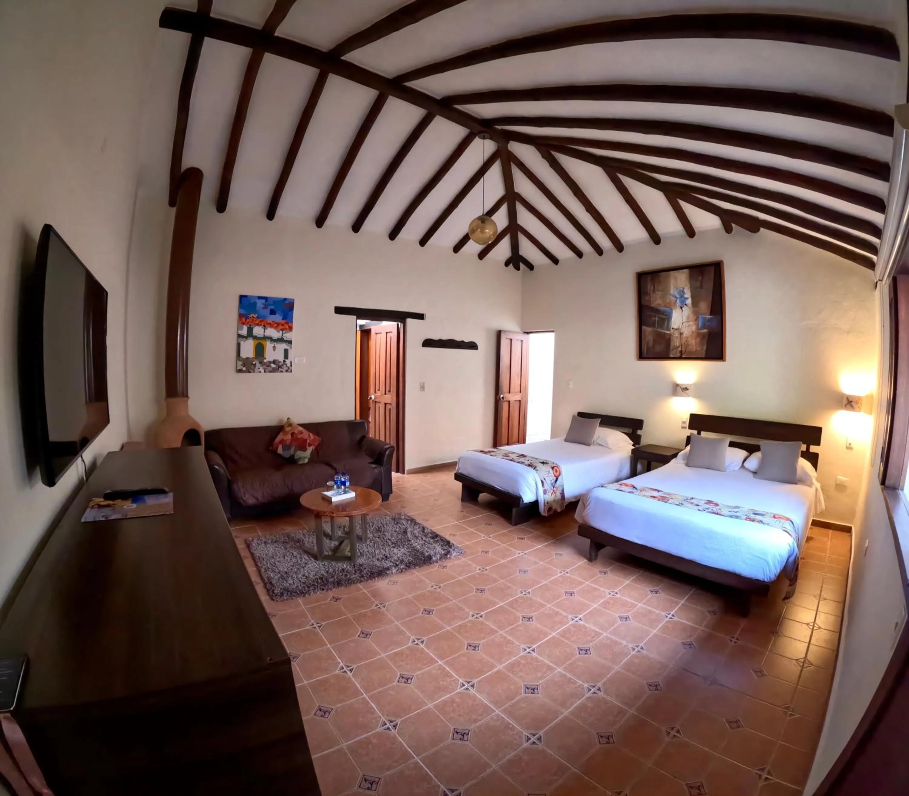 View (from property/room), Bed in Bombon Hotel