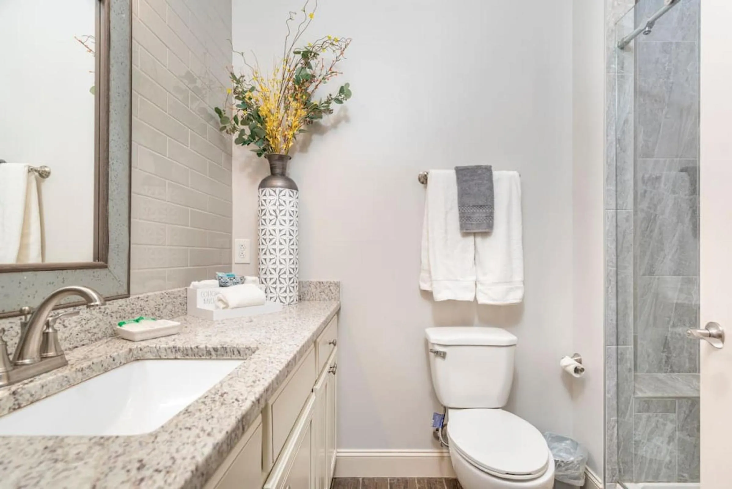 Bathroom in Elegant Cades Cove Condo with Community Pool