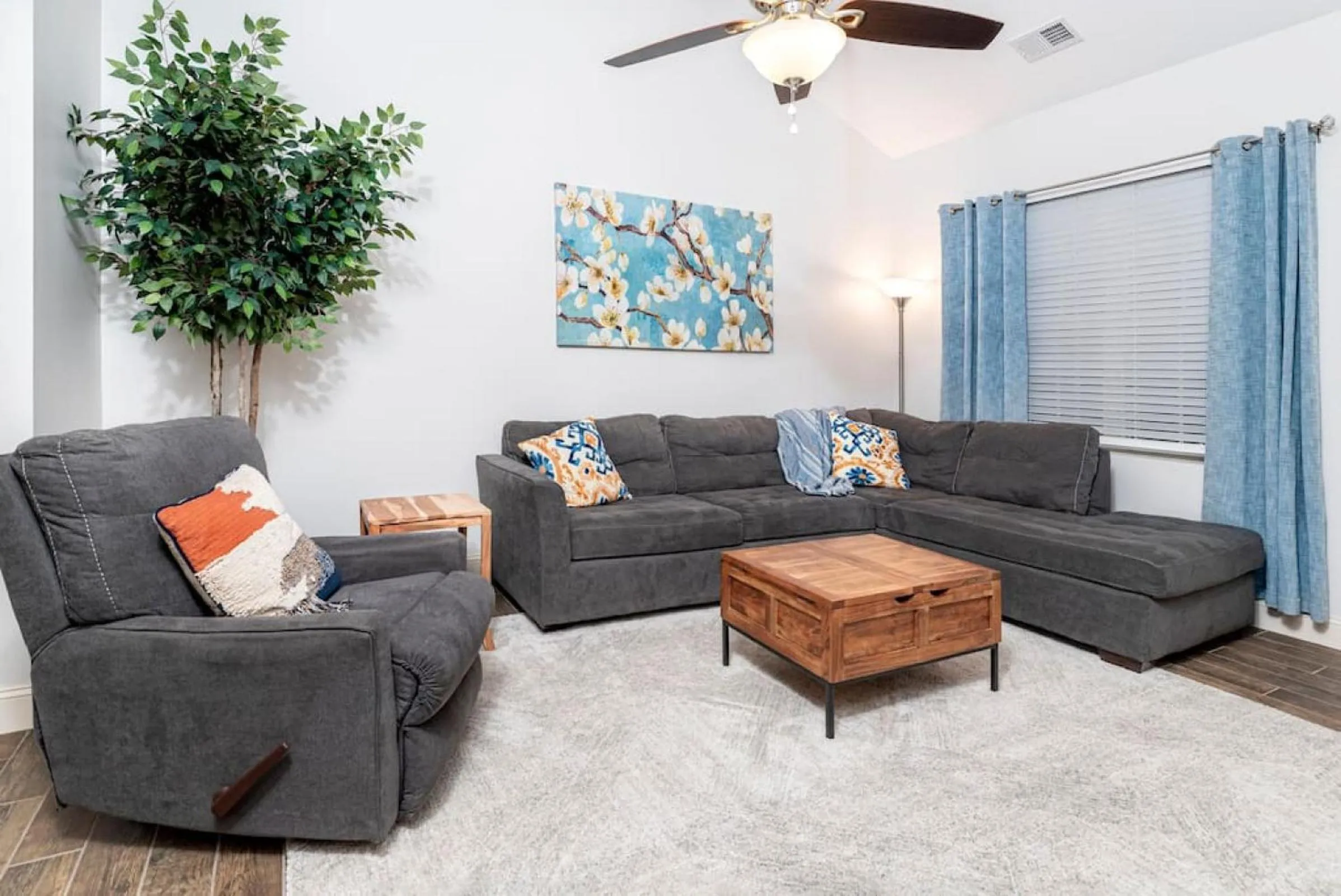 Seating area in Elegant Cades Cove Condo with Community Pool
