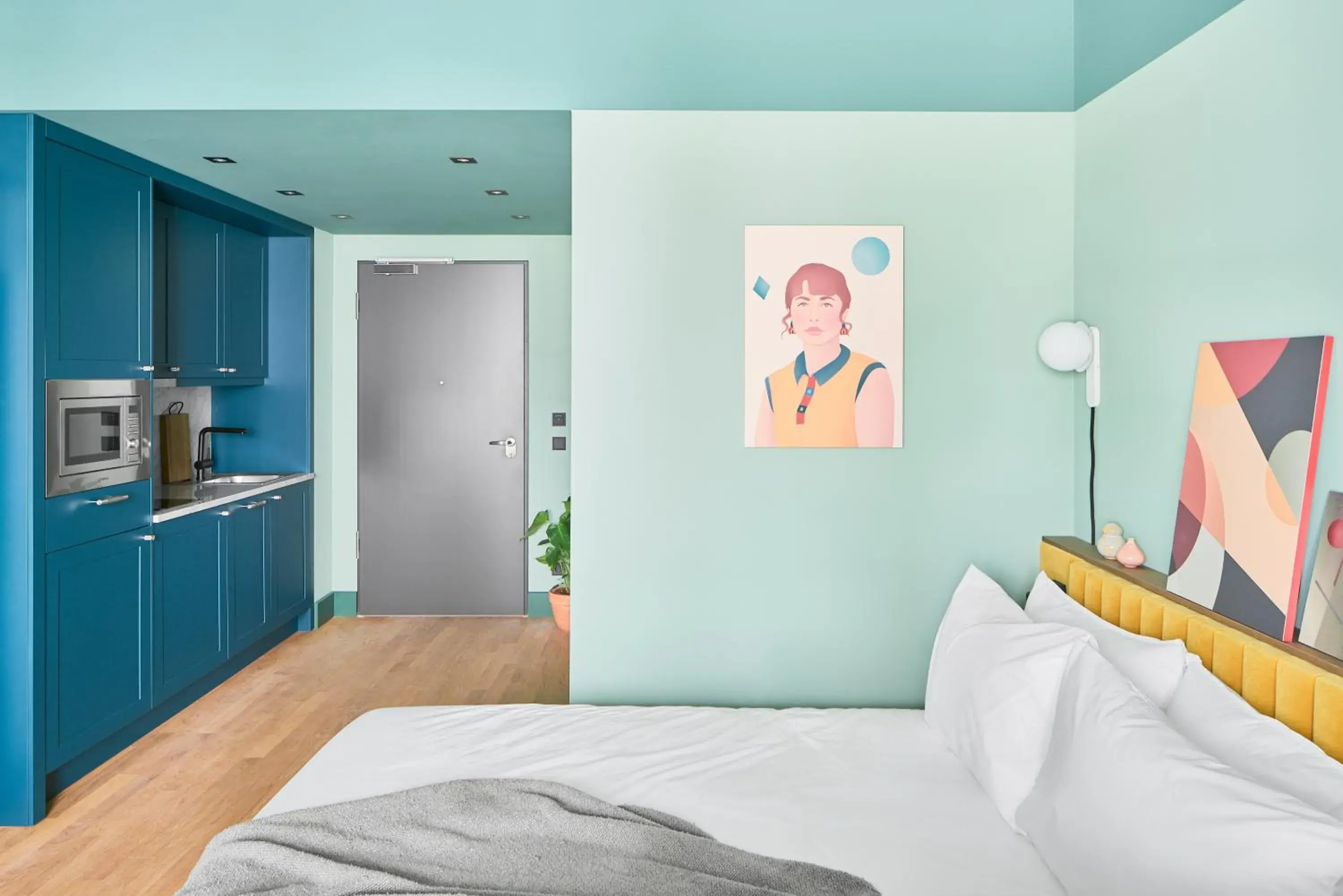 Living room, Bed in Schwan Locke Living room, Bed in Schwan Locke