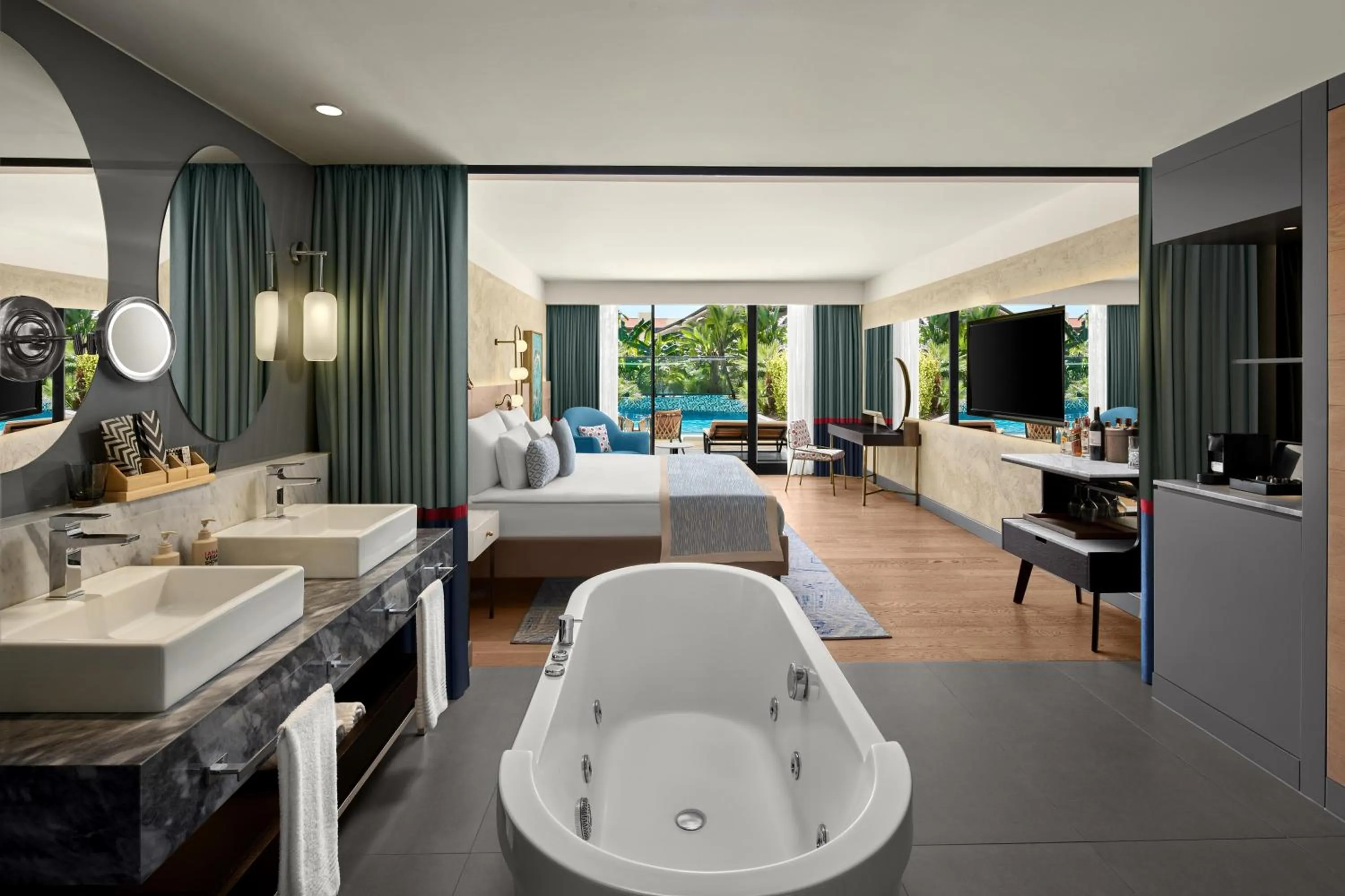 Bathroom, Bed in Akra Fethiye The Residence Tui Blue Sensatori - Ultra All Inclusive - Adults Only