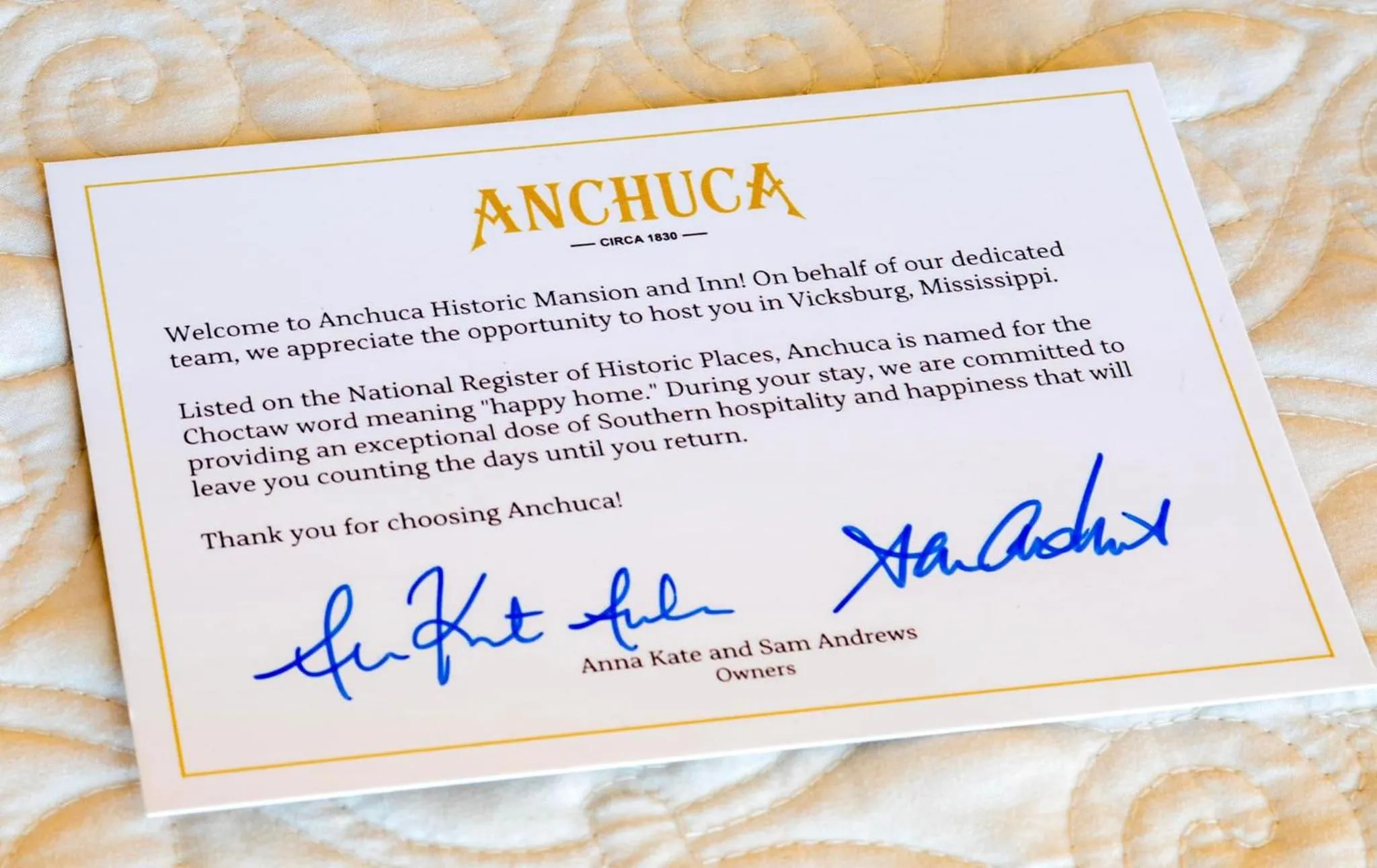 Property logo or sign in Anchuca Historic Mansion & Inn