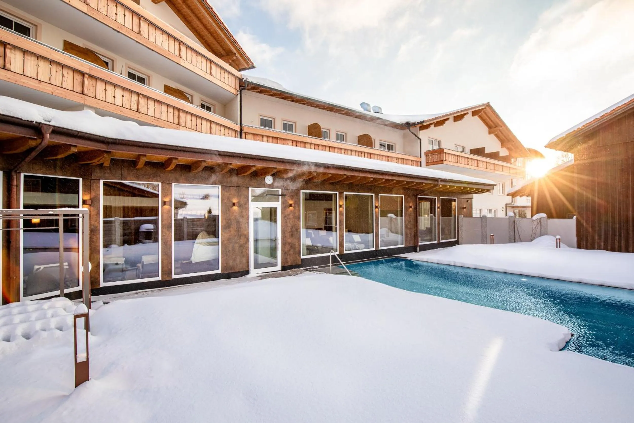 Swimming pool in Hanusel Hof Wellness & Genuss in Panoramalage