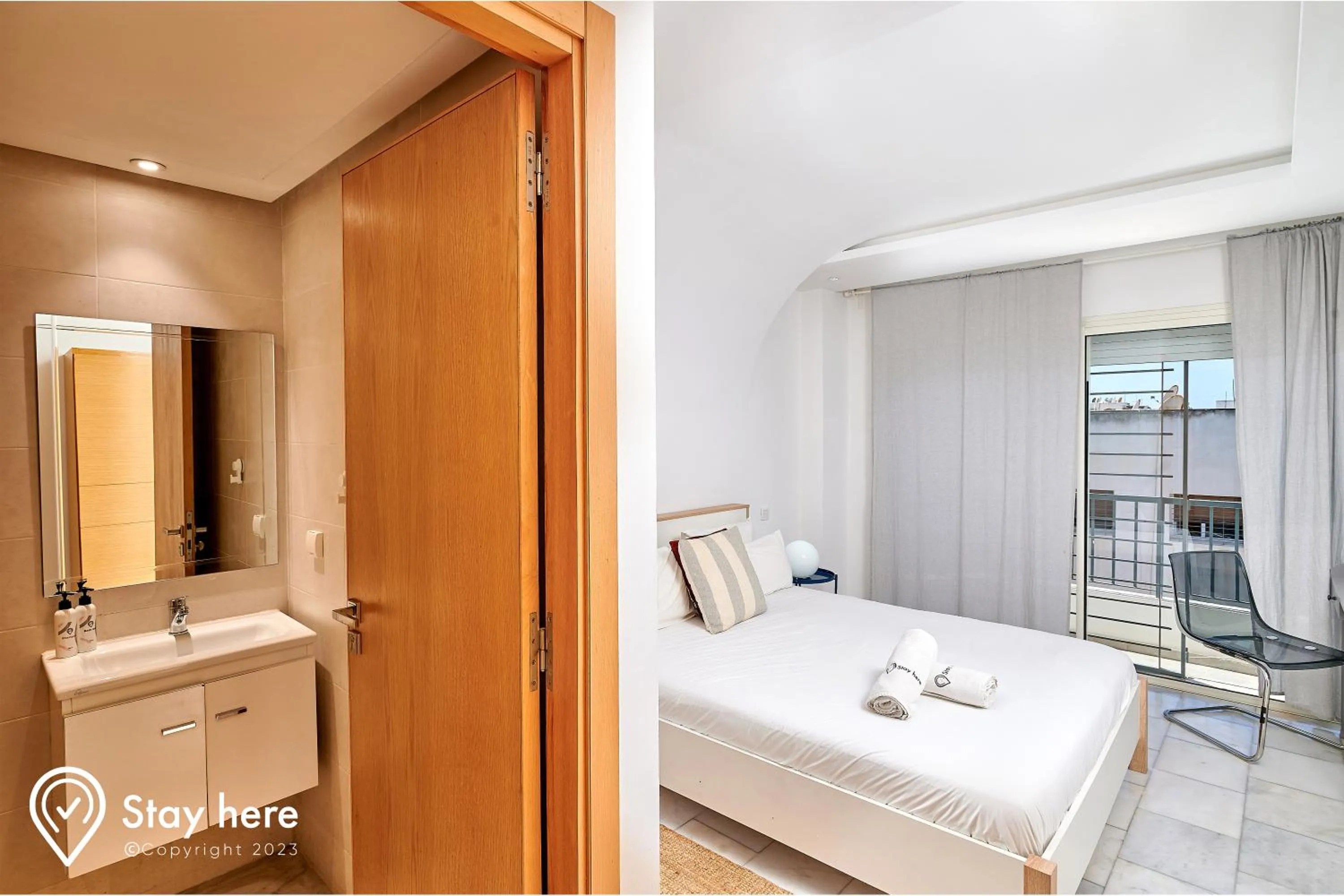 Bathroom, Bed in Stayhere Rabat - Agdal 1 - Comfort Residence