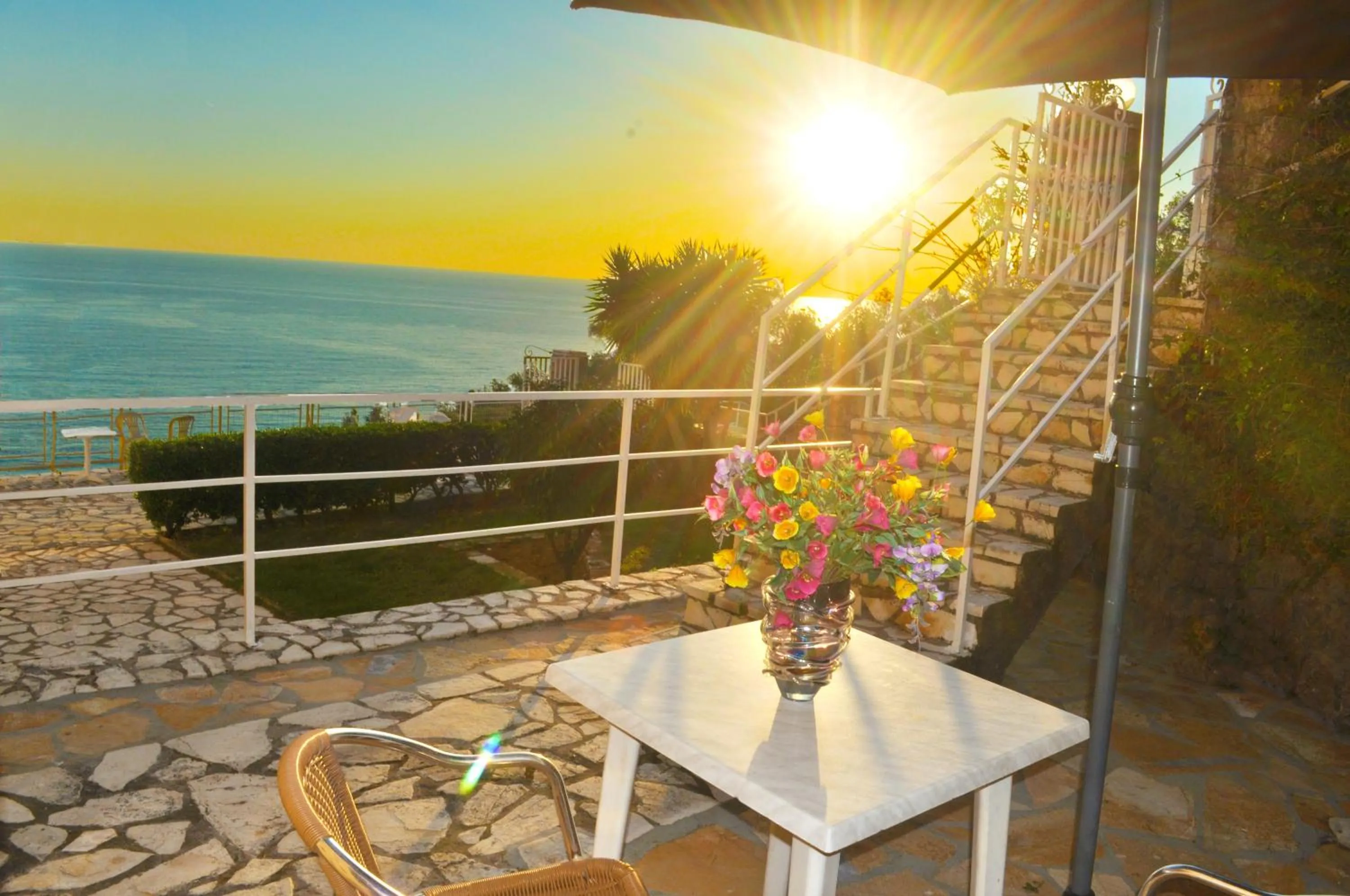 Patio in Studio Apartments Maria with Pool - Agios Gordios Beach
