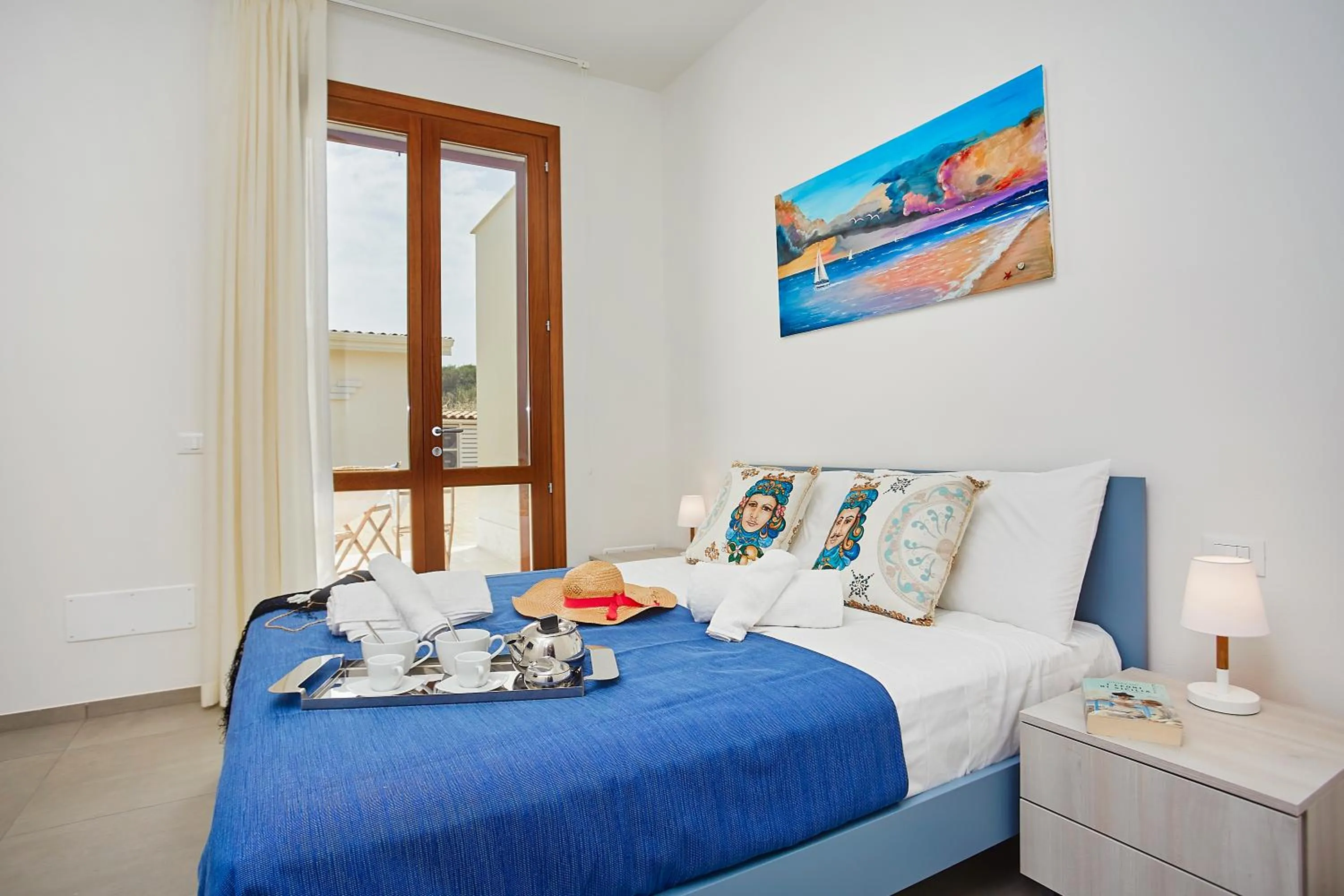 Patio, Bed in Villa Etesiae