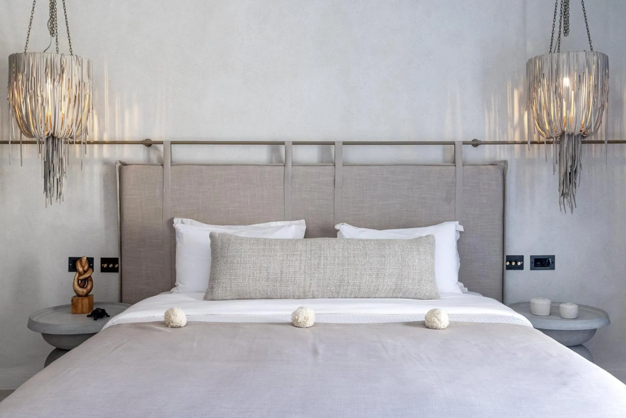 Bedroom, Bed in Mykonos Panormos Villas