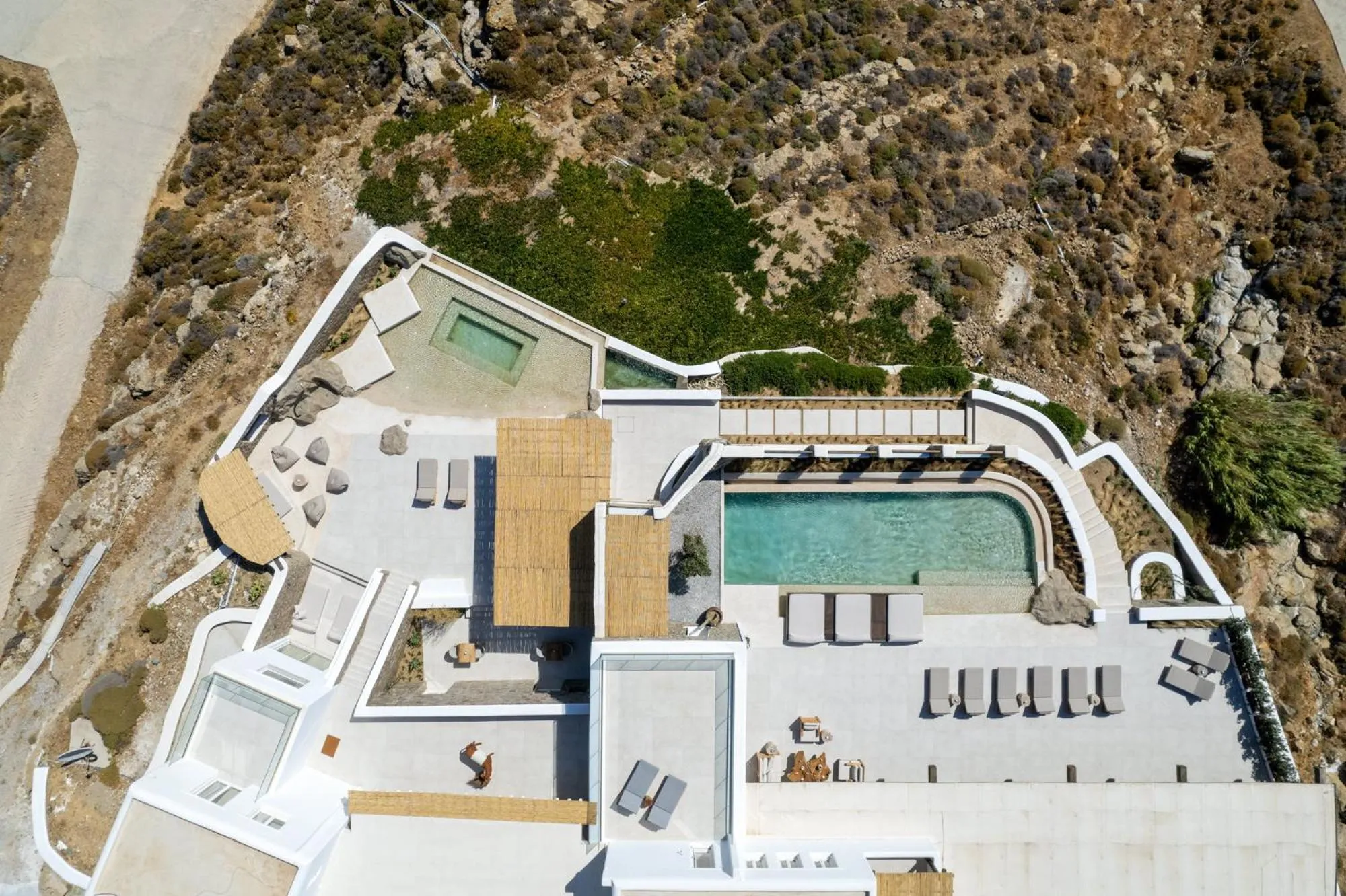 Bird's eye view in Mykonos Panormos Villas