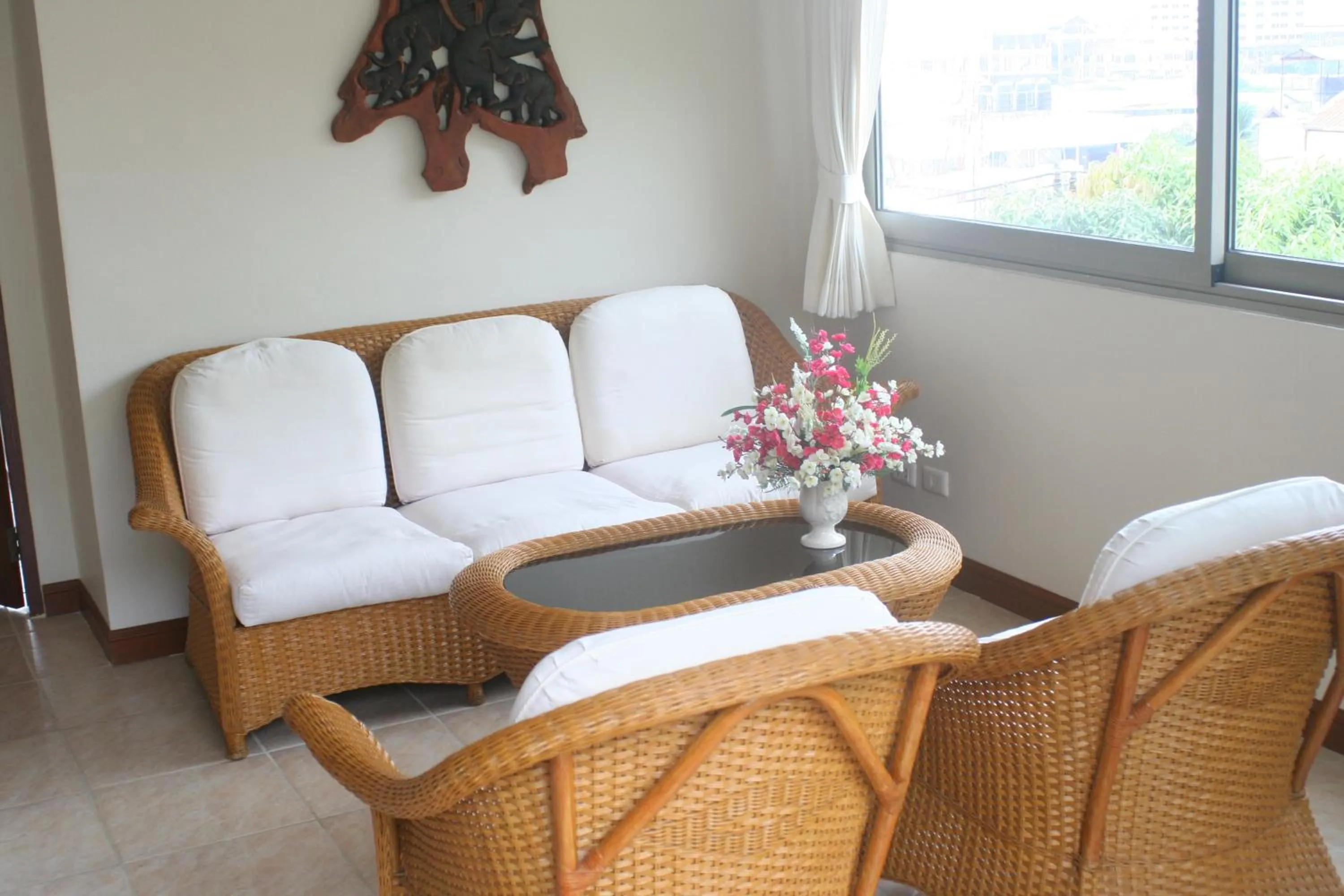 Seating area in Palmview Resort