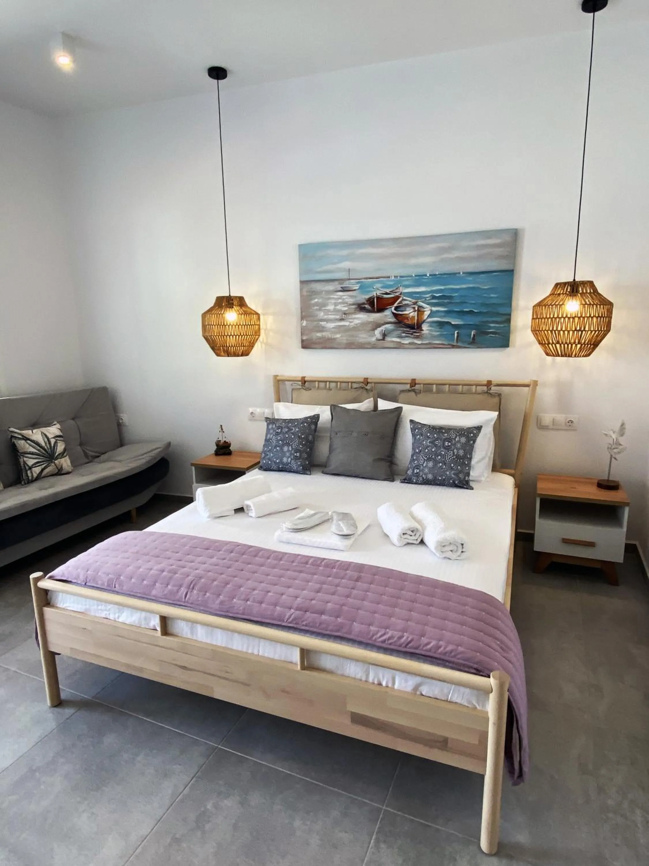Bed in Xenios Zeus Apartments