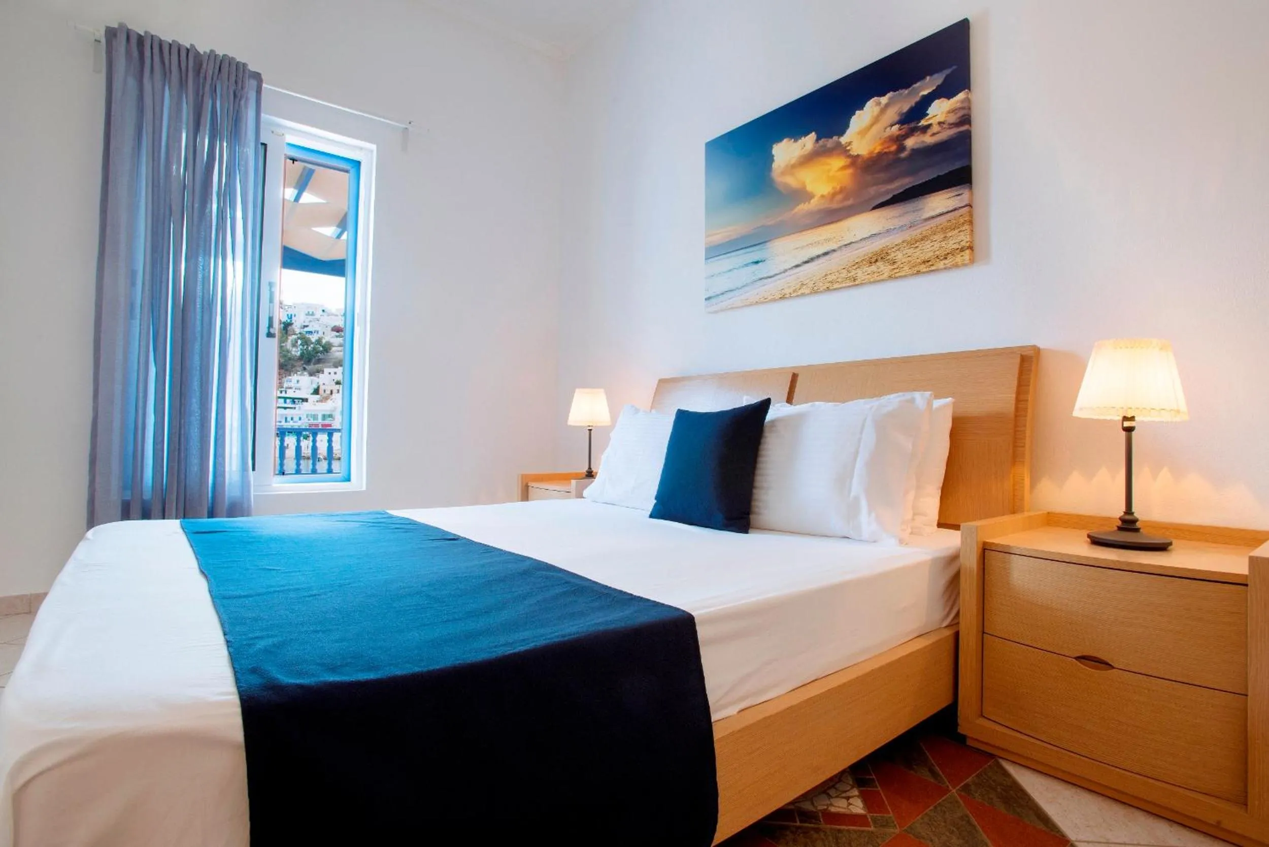 View (from property/room), Bed in Vithos Seaside Aparthotel