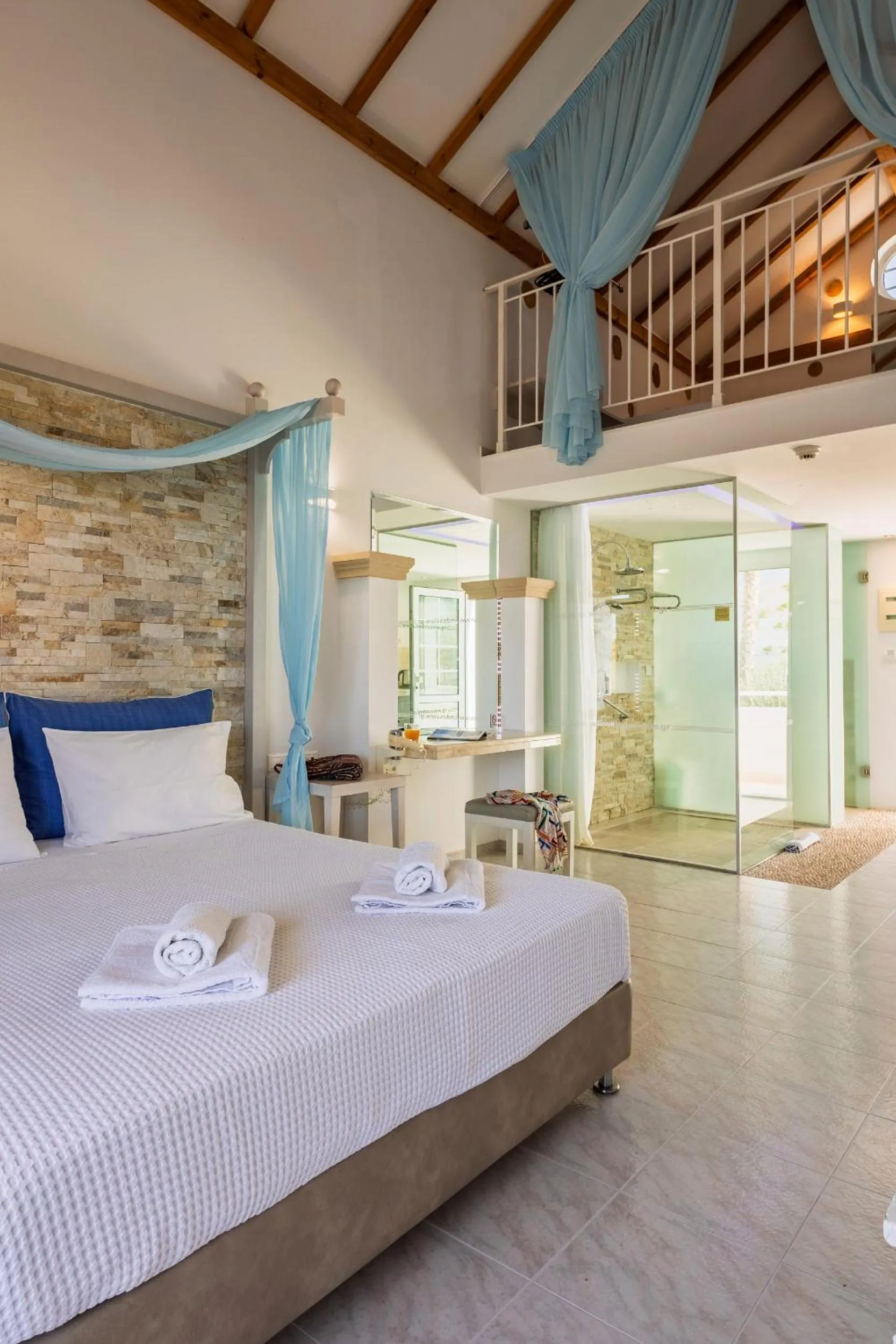 Bed in Lindos View Hotel