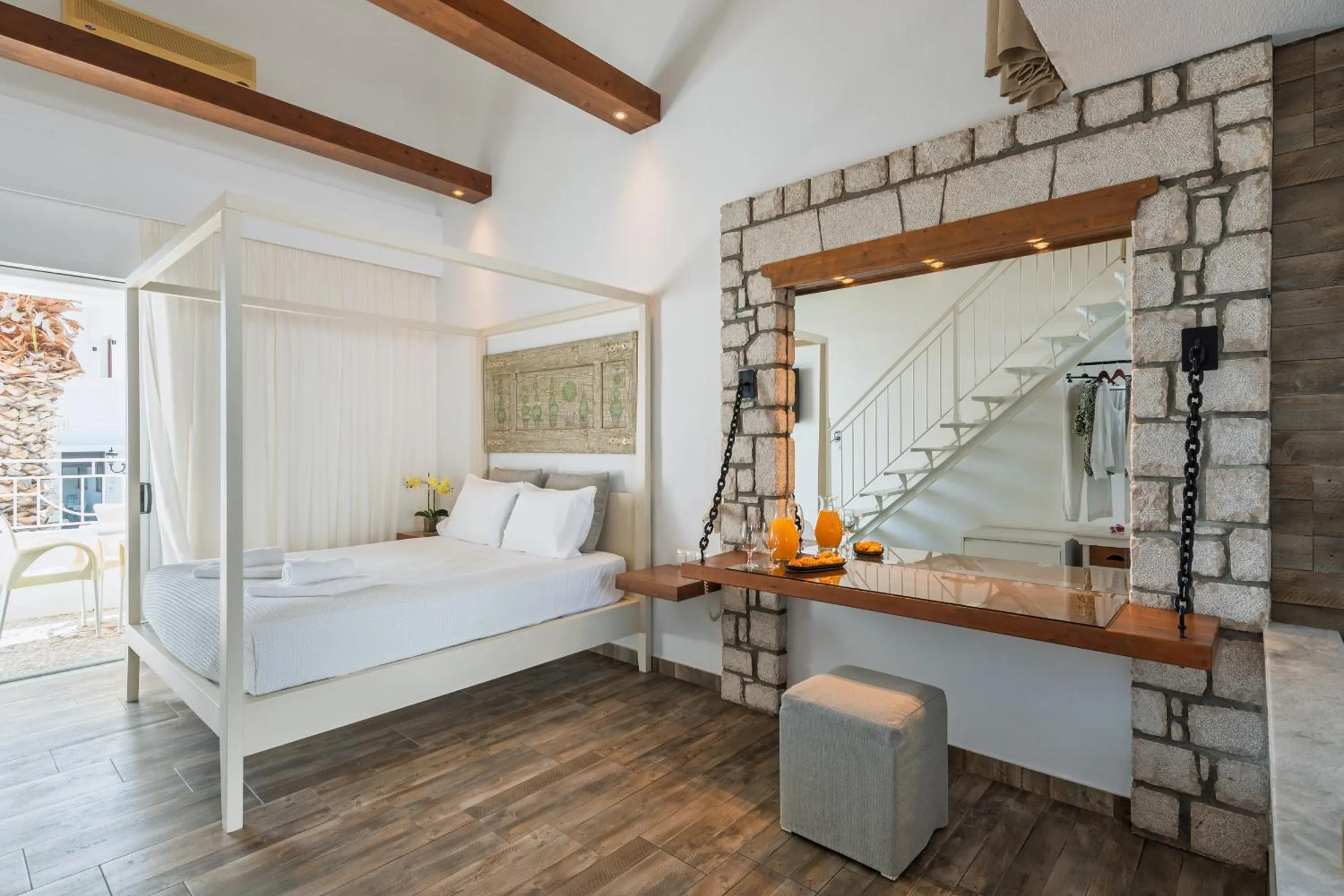 Bed in Lindos View Hotel