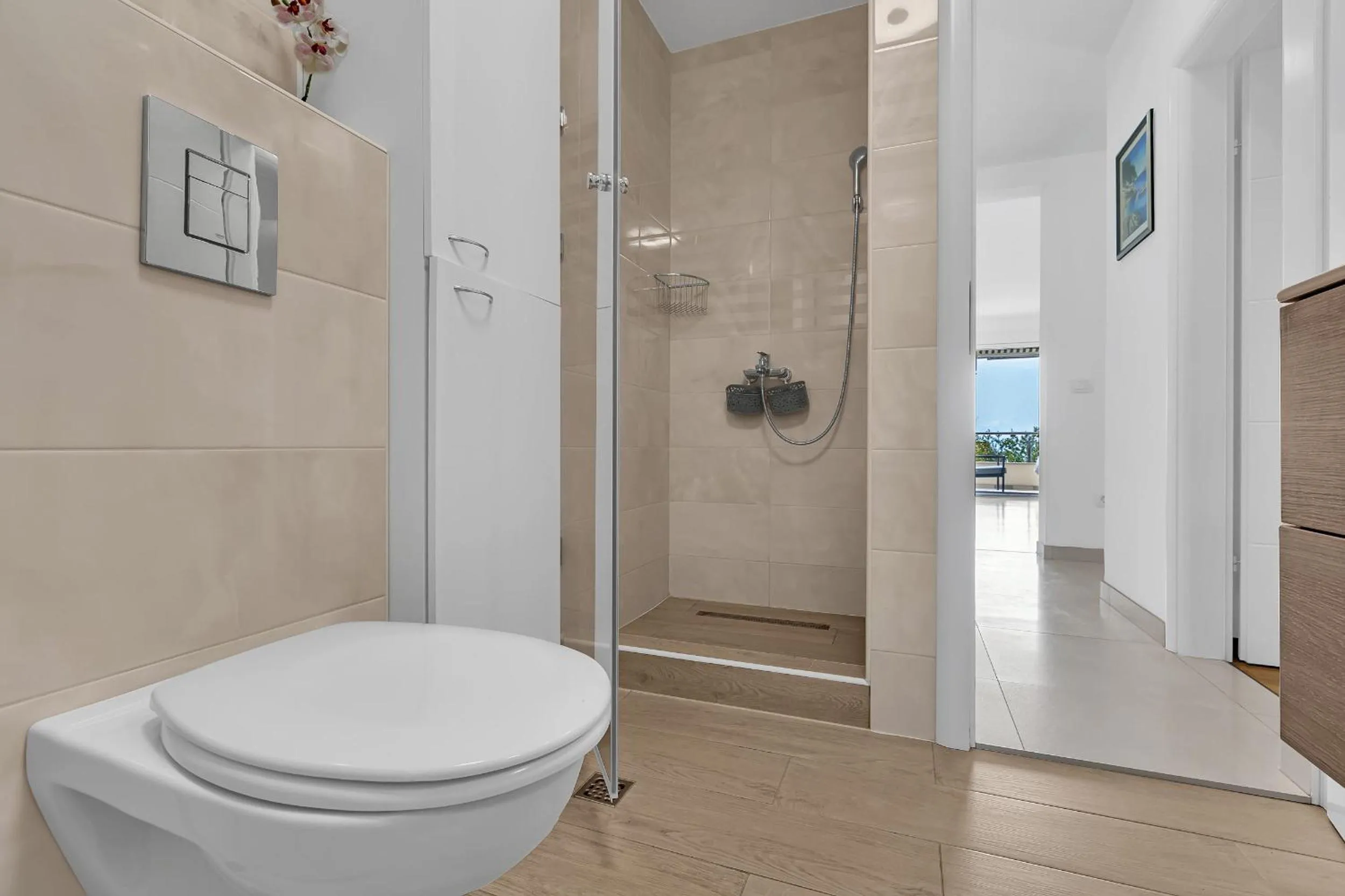 Shower in Sea View Apartments Dammi with free parking