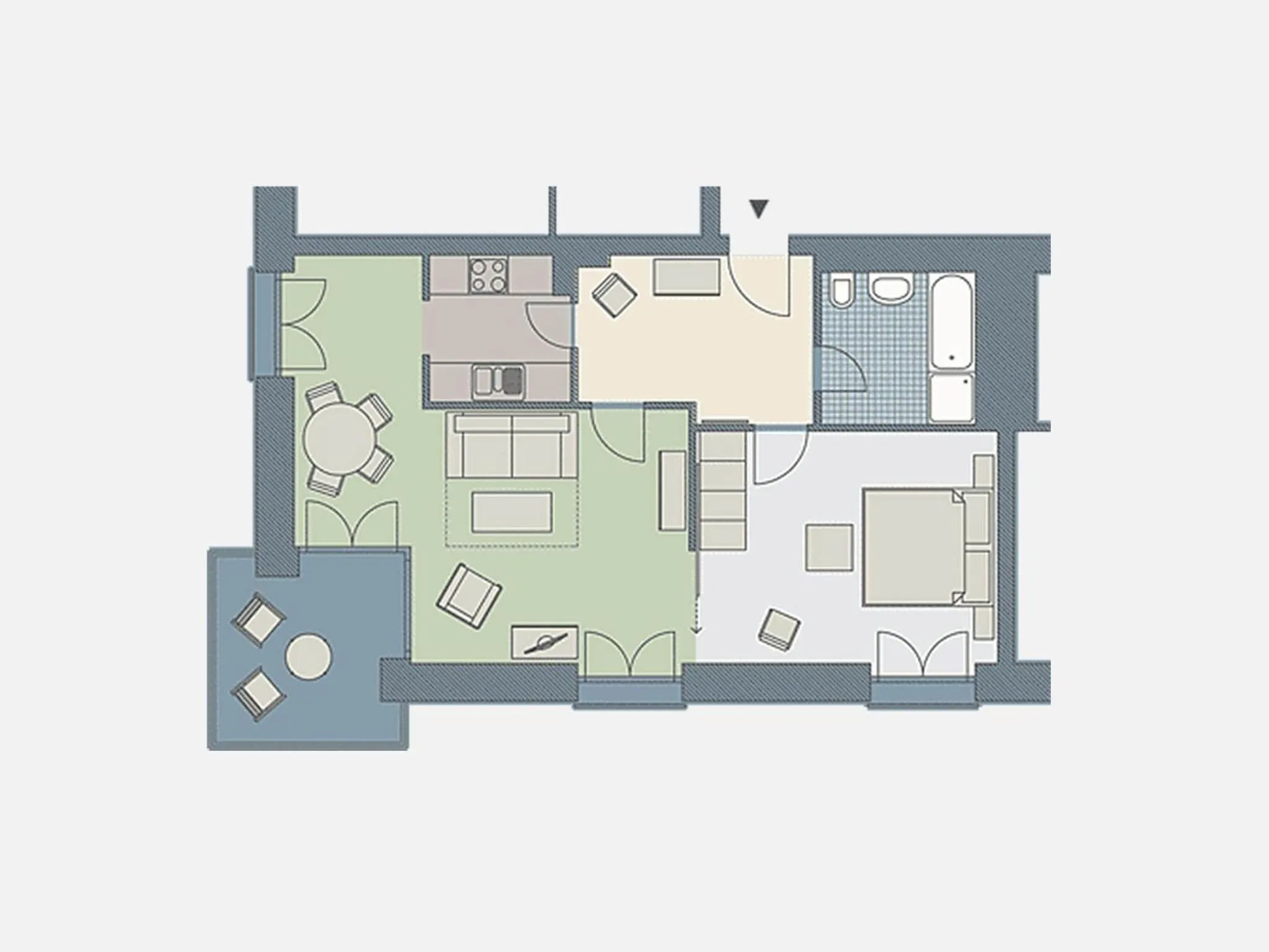 Floor plan in Kaiservillen Heringsdorf - Ferienwohnung mit 1 Schlafzimmer und Balkon D112