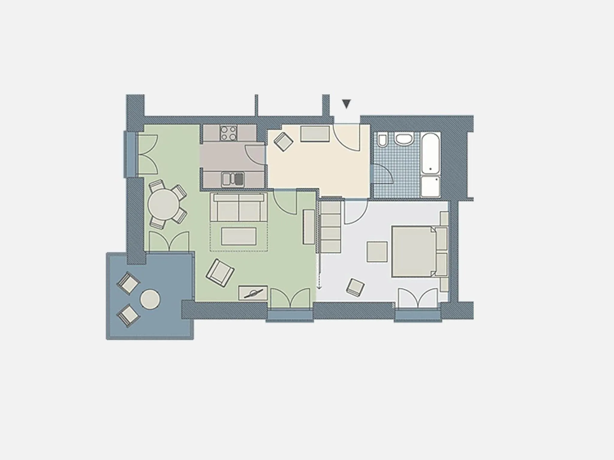 Floor plan in Kaiservillen Heringsdorf - Ferienwohnung mit 1 Schlafzimmer und Balkon D122