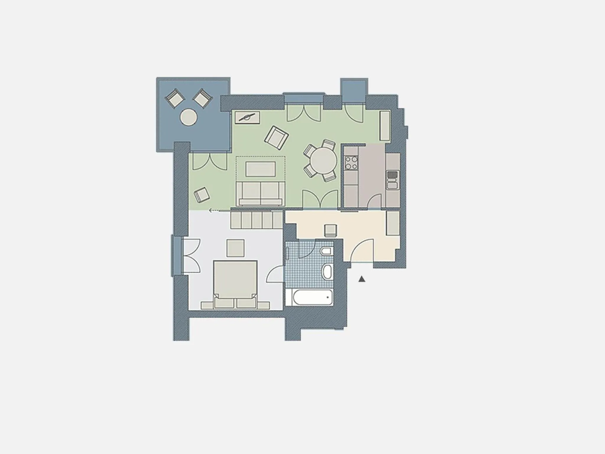 Floor plan in Kaiservillen Heringsdorf - Ferienwohnung mit 1 Schlafzimmer und Balkon D125