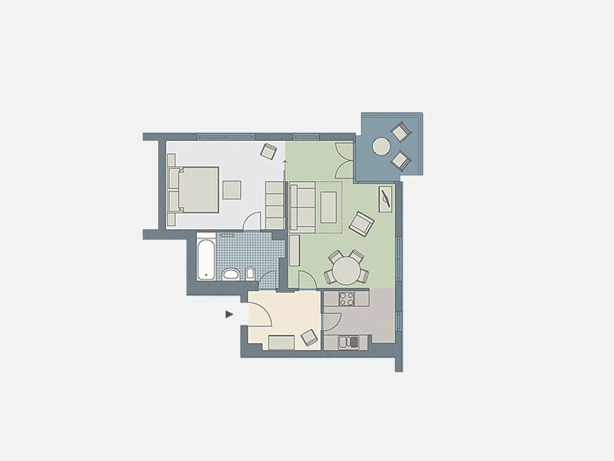 Floor plan in Kaiservillen Heringsdorf - Ferienwohnung mit 1 Schlafzimmer und Balkon D134