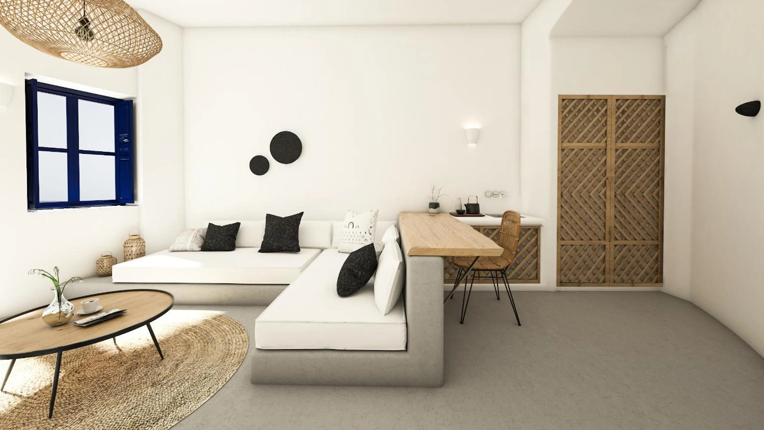 Living room in Oia Memories Suites