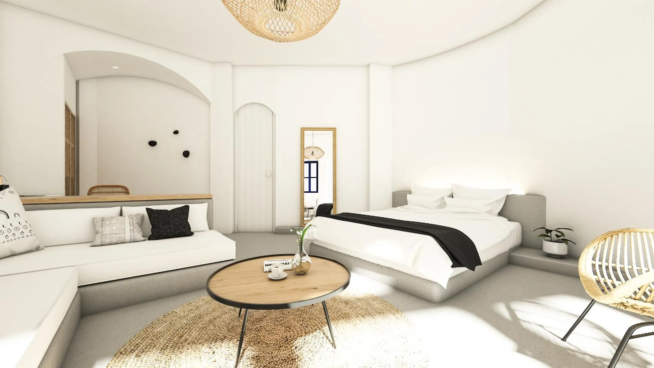 Bed in Oia Memories Suites