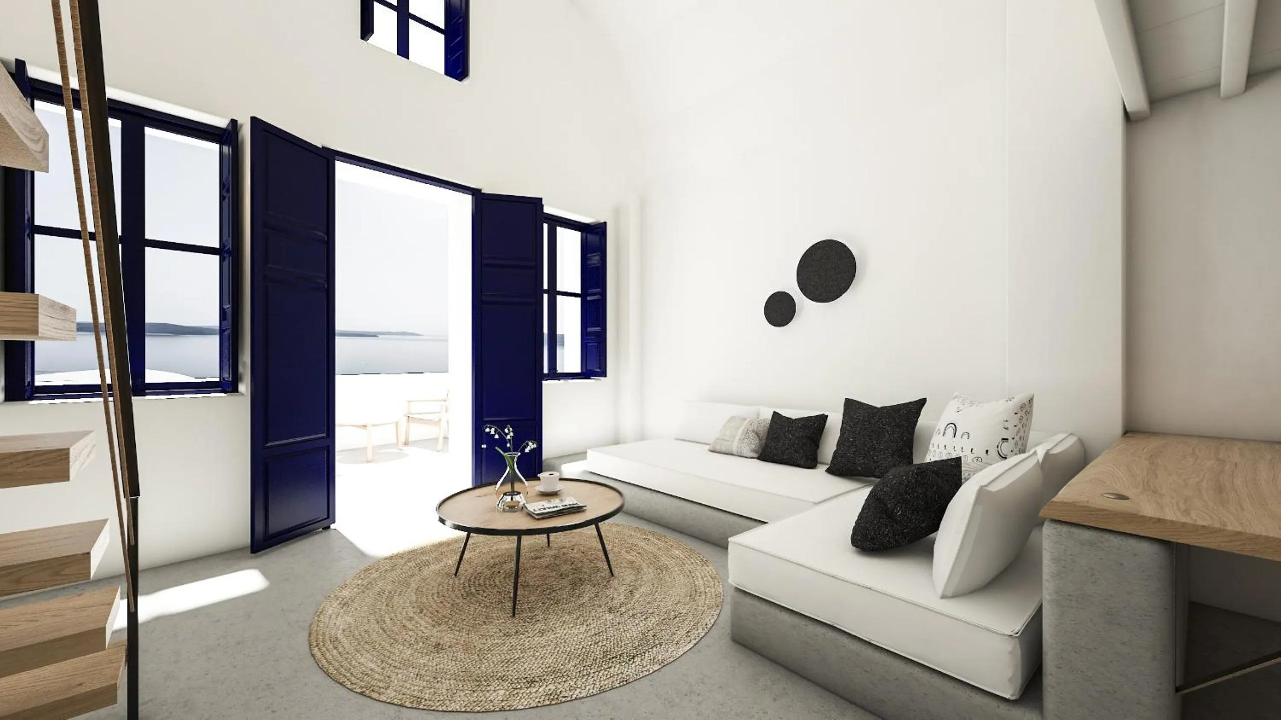 Living room in Oia Memories Suites