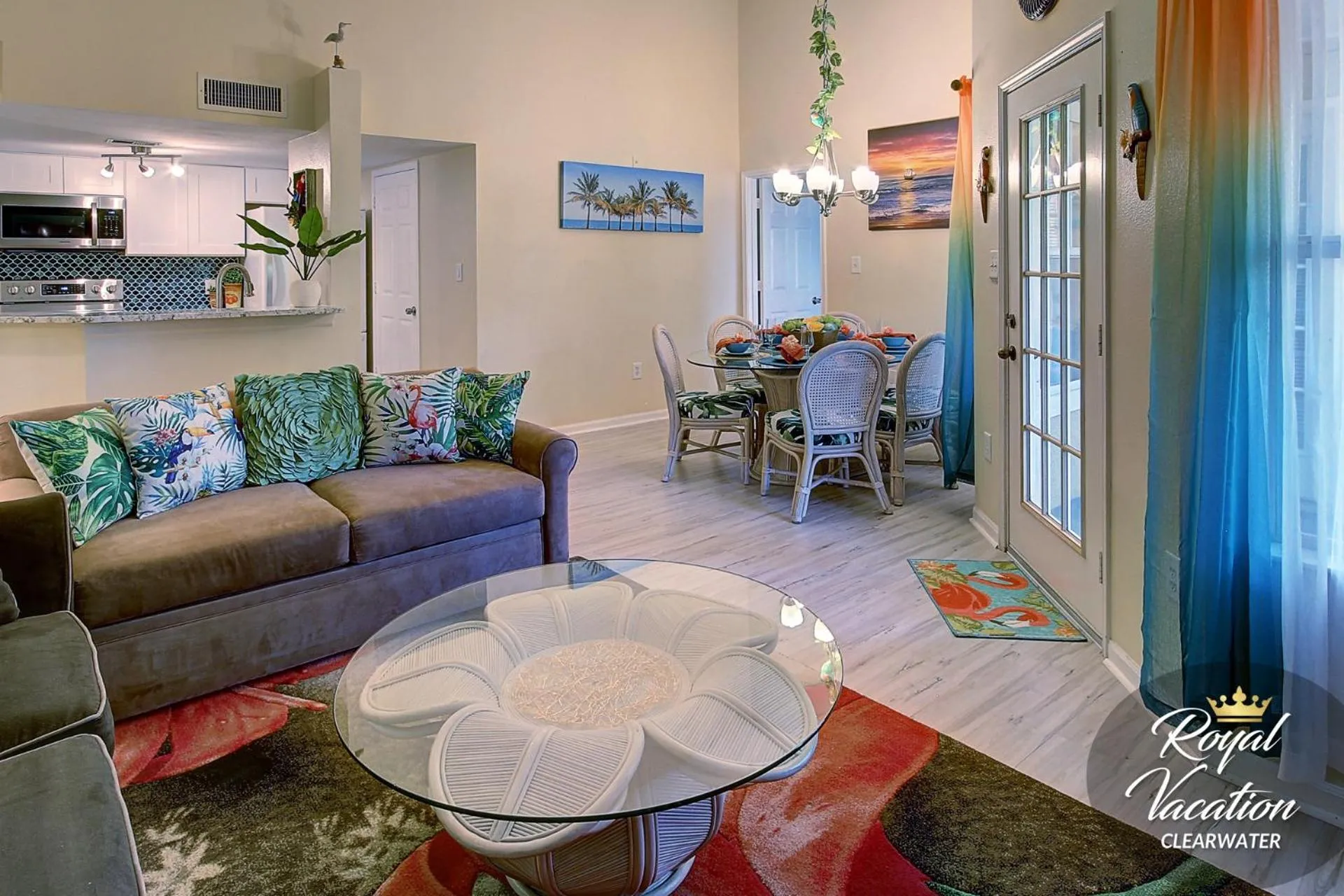Living room in Royal Tropical at Avalon Clearwater - Pool & Free Parking - 10 Min Drive to Clearwater Beach