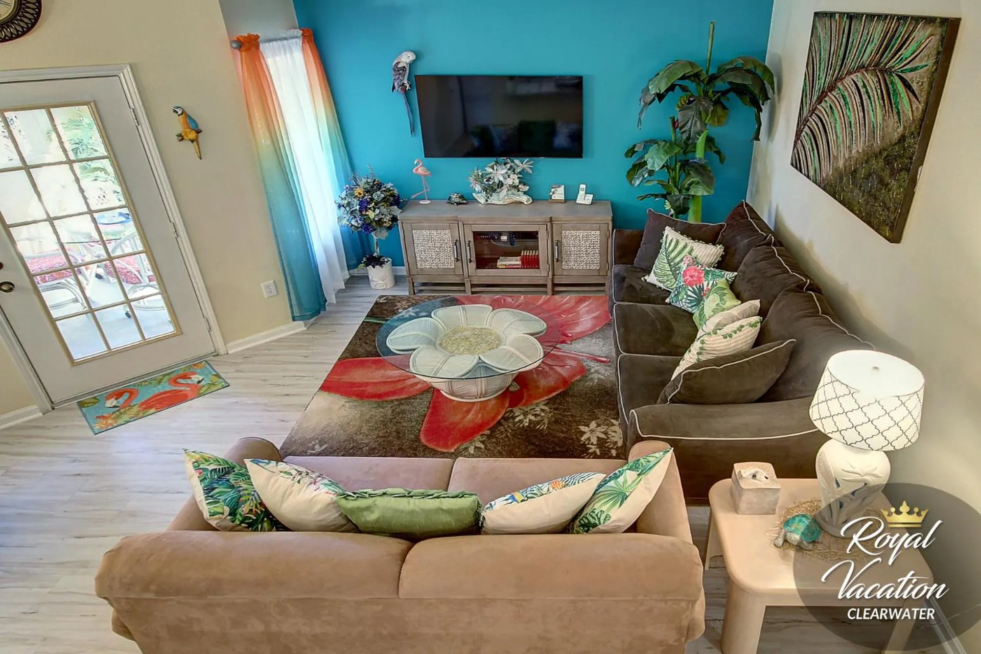 Living room in Royal Tropical at Avalon Clearwater - Pool & Free Parking - 10 Min Drive to Clearwater Beach