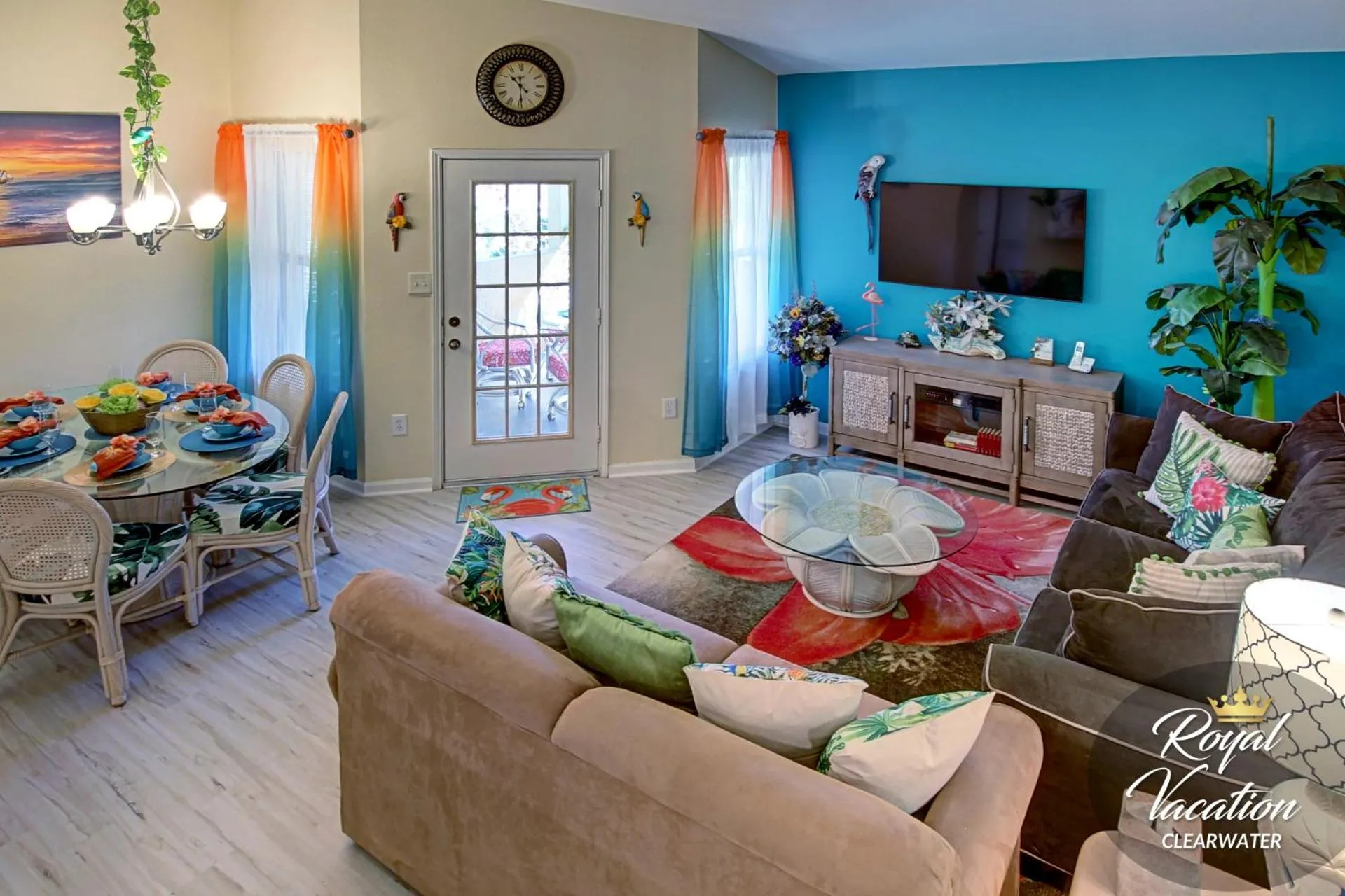Living room in Royal Tropical at Avalon Clearwater - Pool & Free Parking - 10 Min Drive to Clearwater Beach