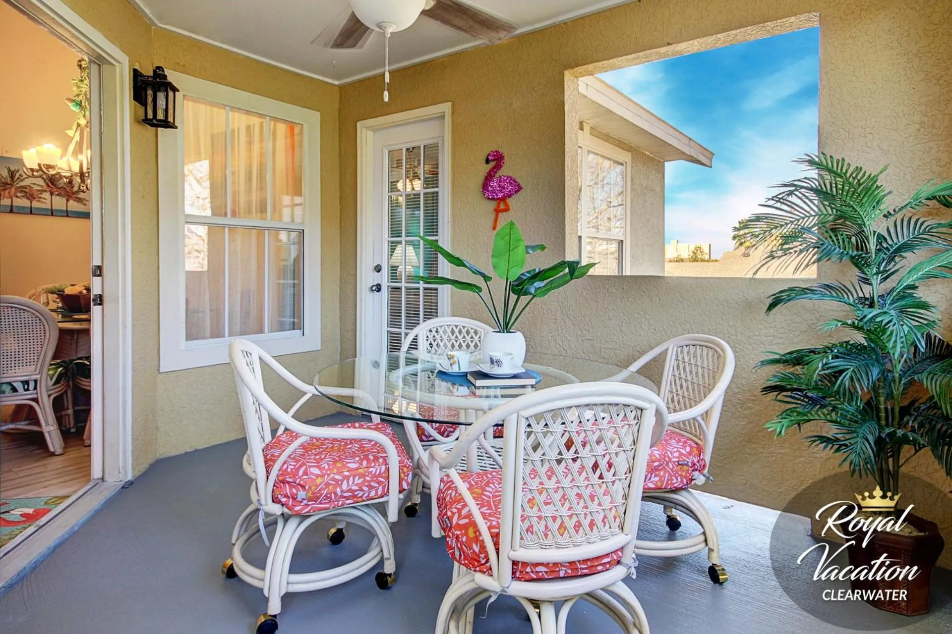 Patio in Royal Tropical at Avalon Clearwater - Pool & Free Parking - 10 Min Drive to Clearwater Beach