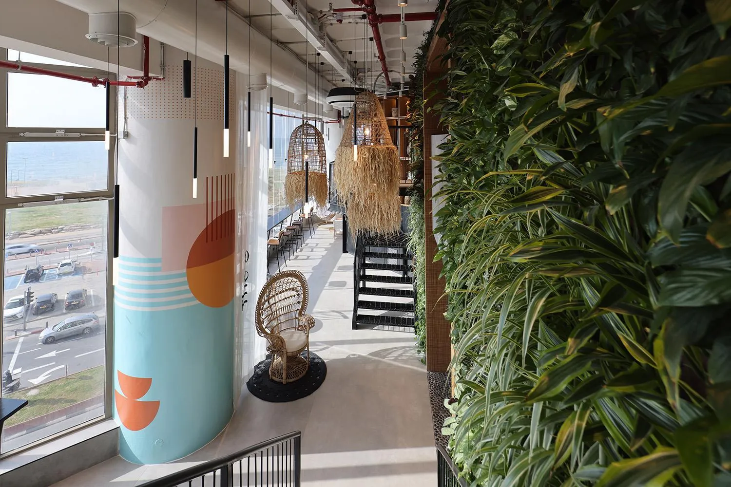 Seating area in The O Pod Capsule Hotel