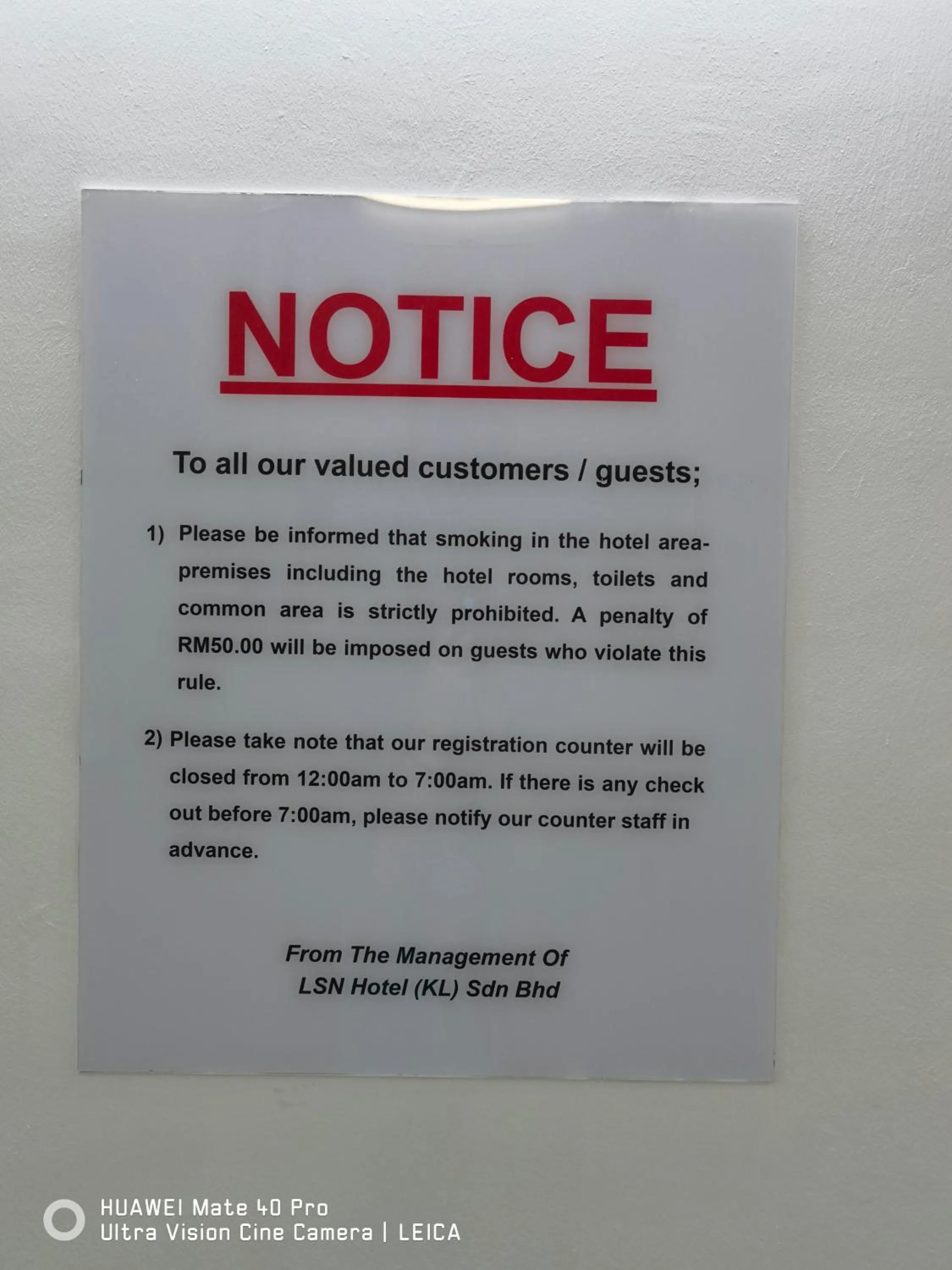 Logo/Certificate/Sign in LSN Hotel (KL) Sdn Bhd