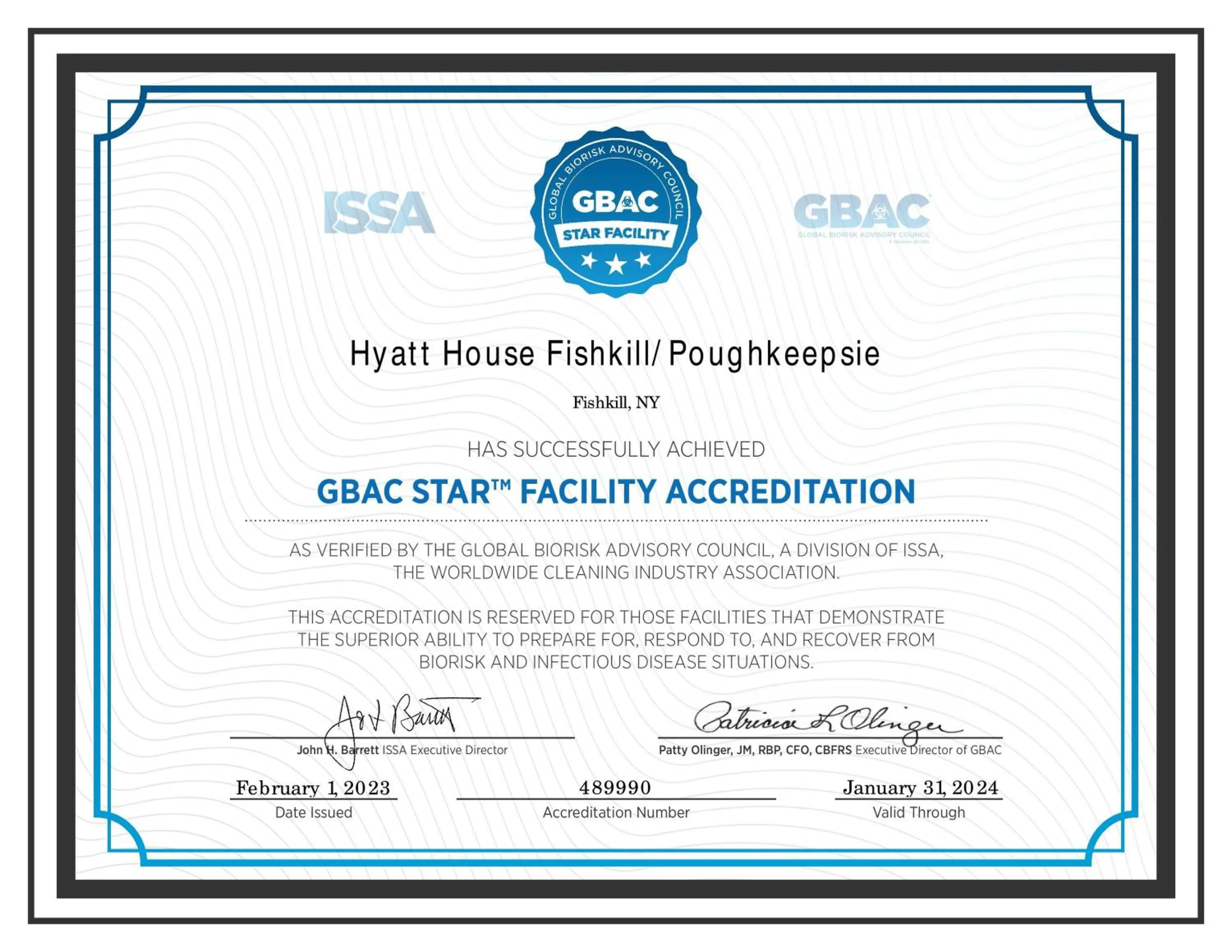 Logo/Certificate/Sign in Hyatt House Fishkill-Poughkeepsie