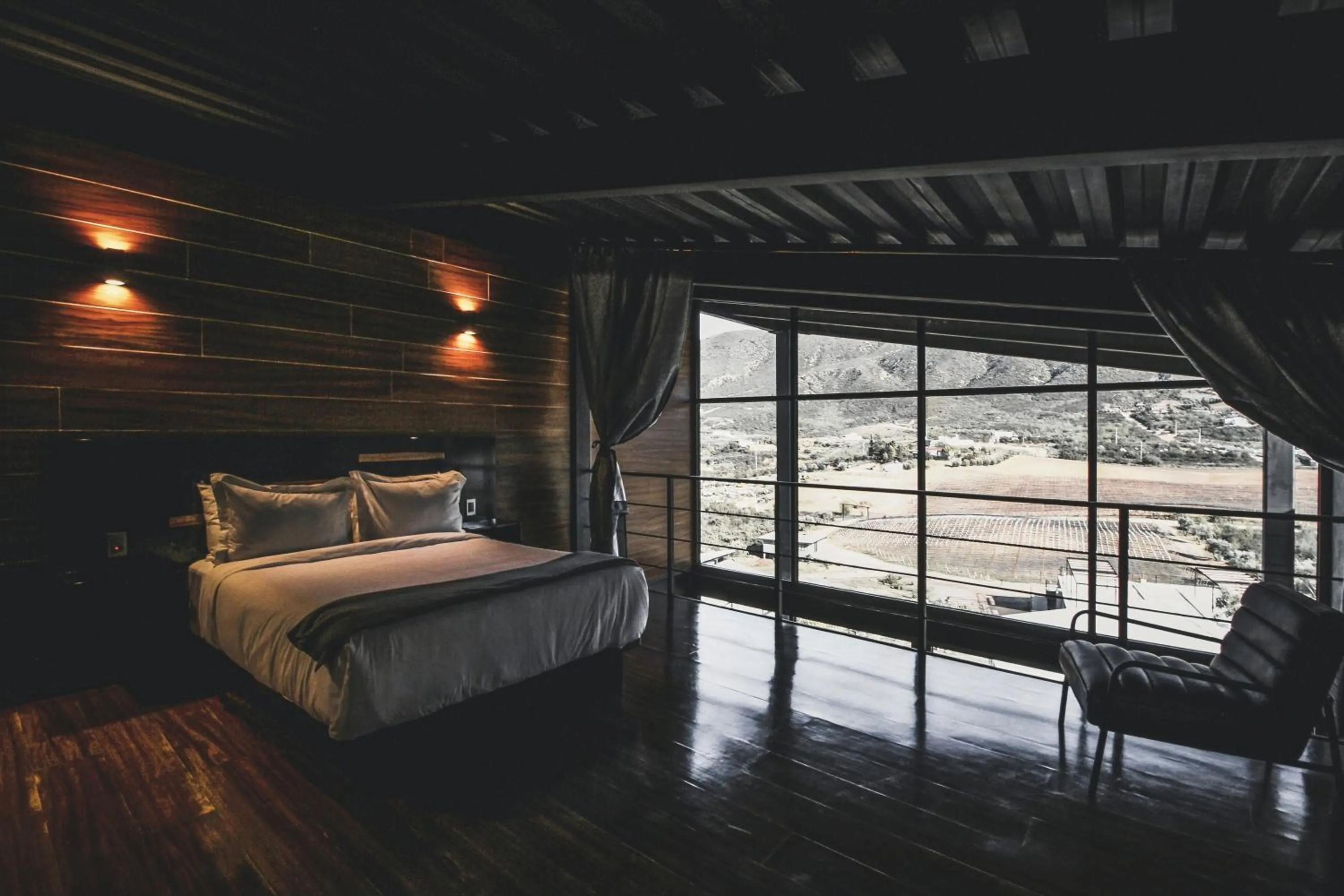 Bed in Origen75 Loft - Villas - Skypool - Viñedo, Valle de Guadalupe