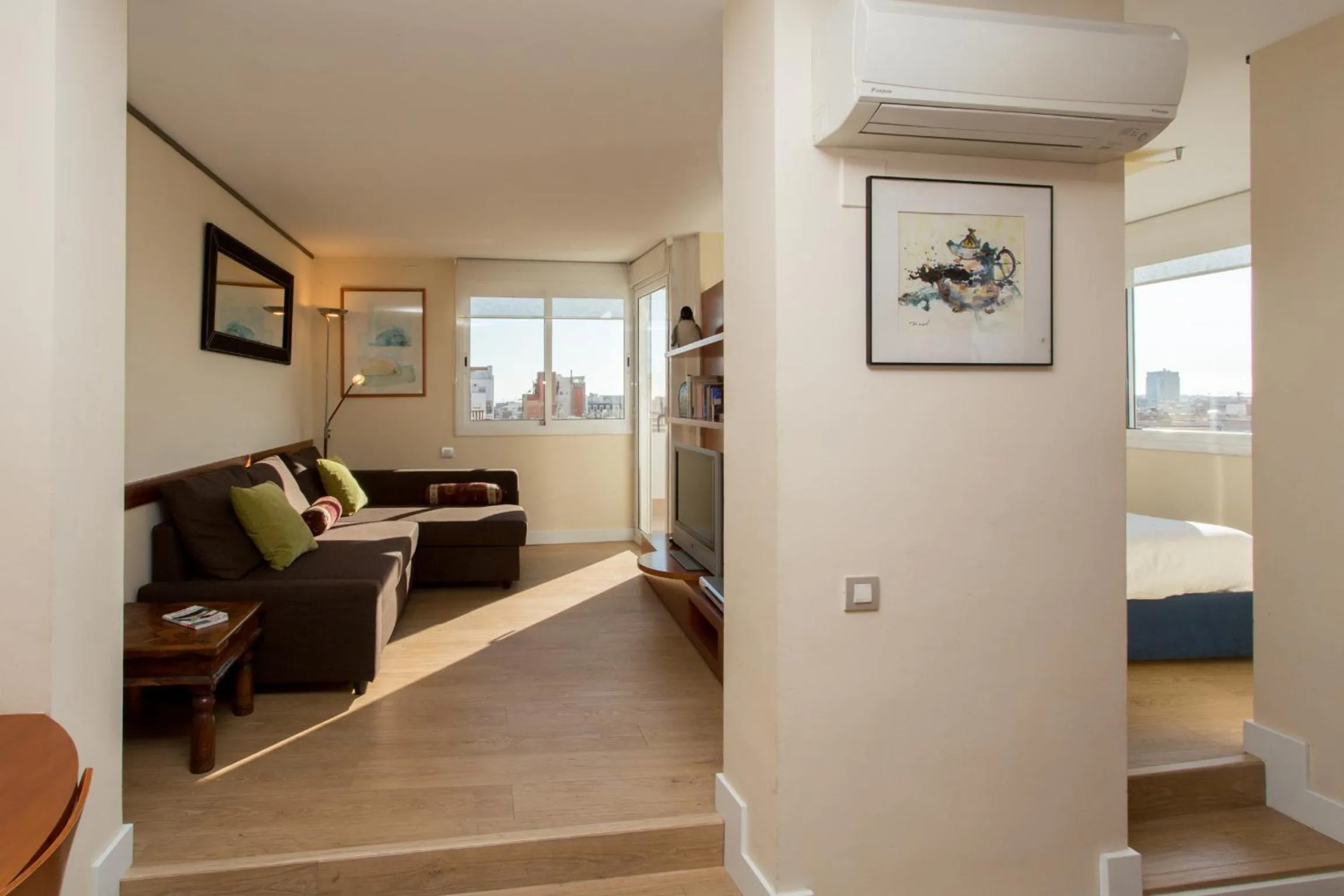 Day, Bed in Gaudi penthouse with terrace views