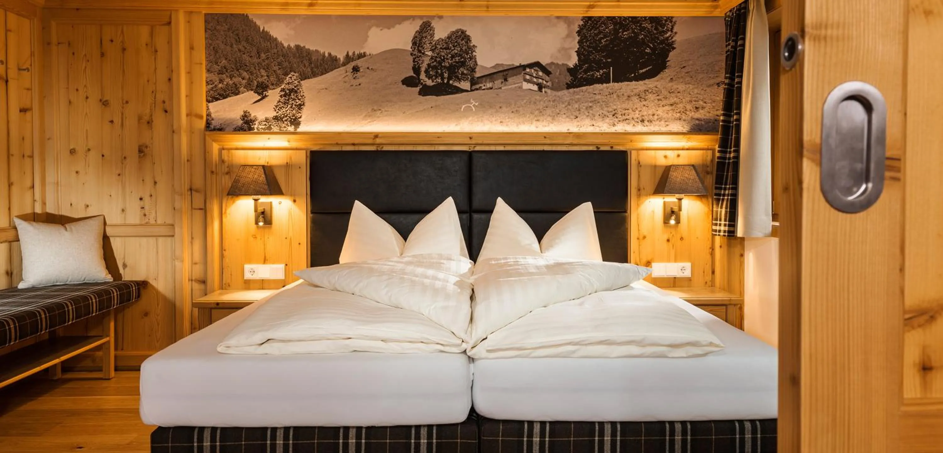 Bedroom, Bed in Hirschen Wohlfühlhotel Bregenzerwald