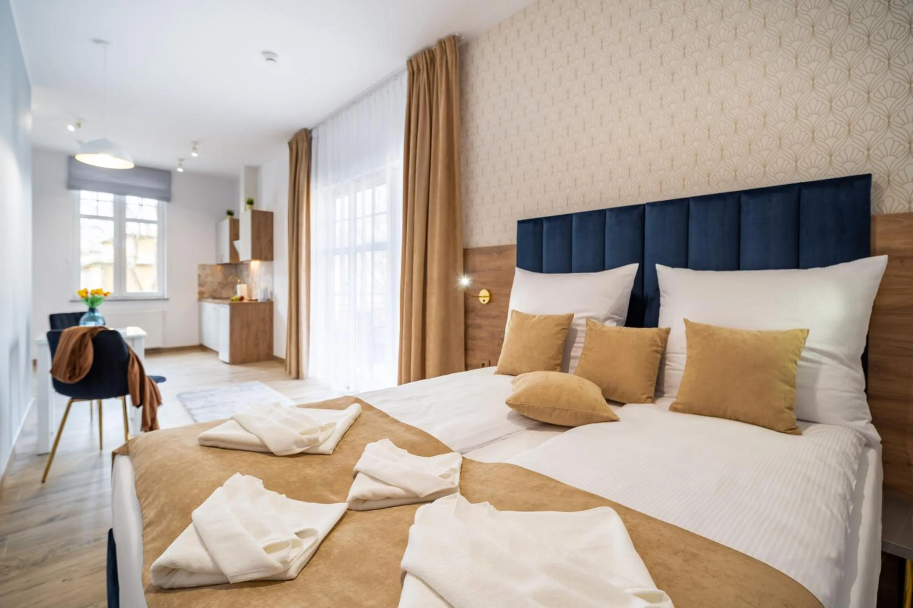 Bed in Helios Aparthotel