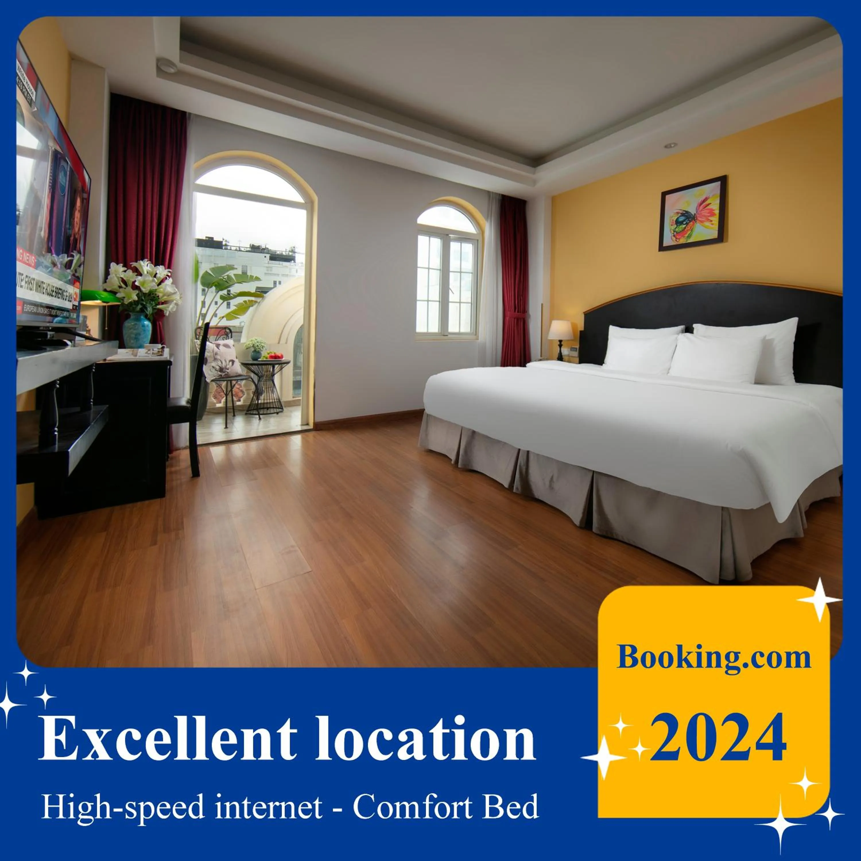 View (from property/room), Bed in Hanoi Harmonia Hotel & Spa