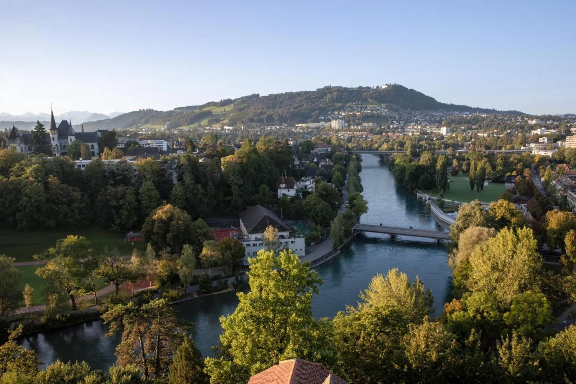 River view in Hotel Bellevue Palace Bern River view in Hotel Bellevue Palace Bern