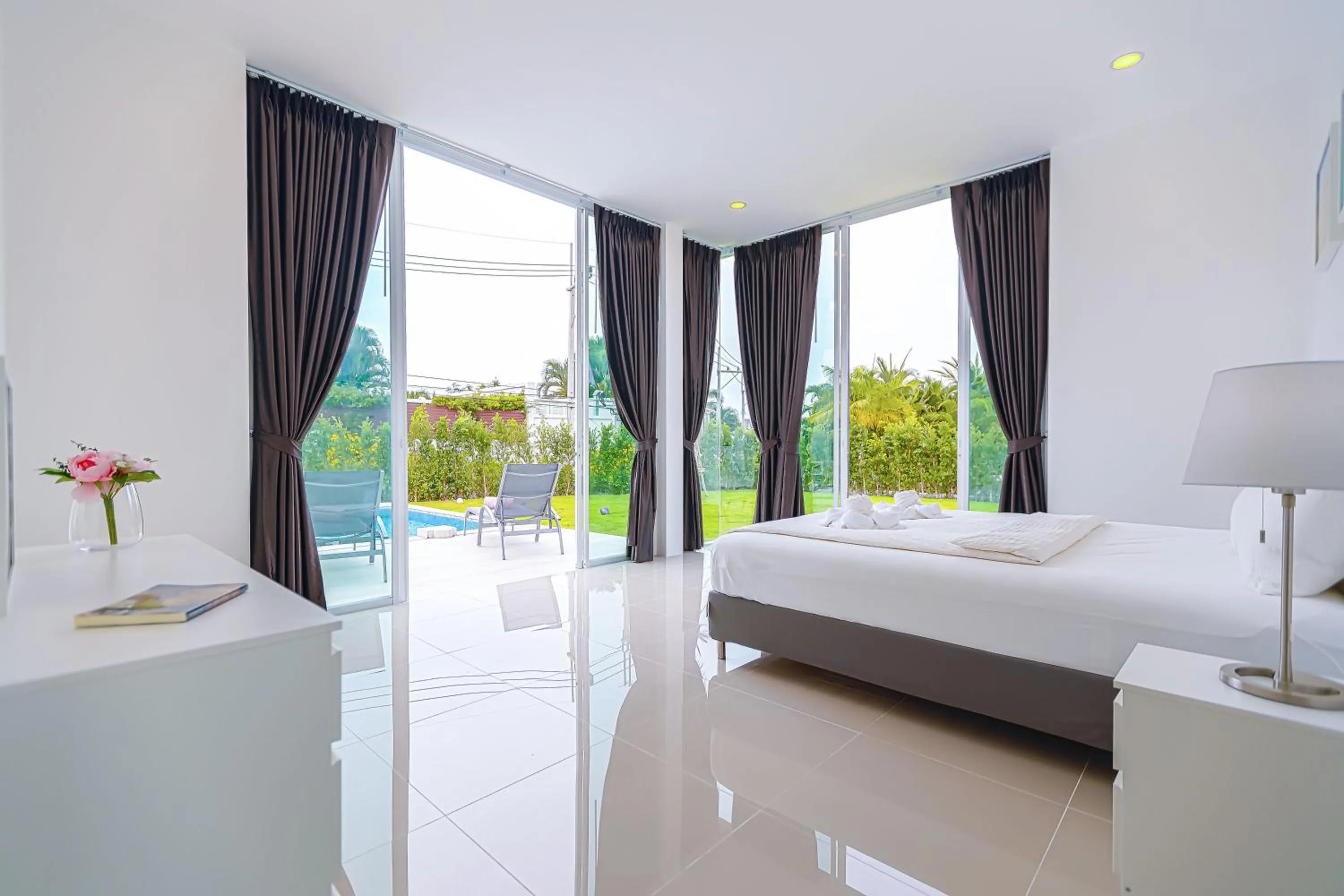 Bedroom, Bed in Modern 3 Bedroom Private Pool Villa KH-A1
